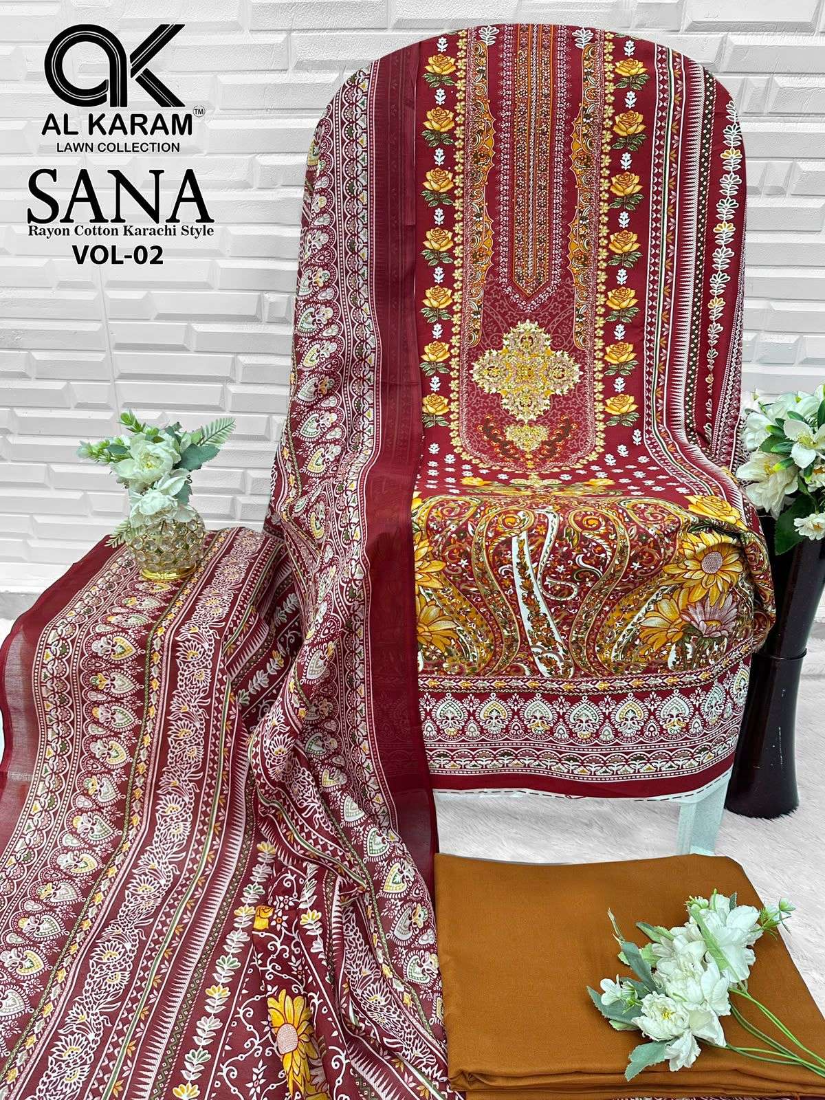 AL KARAM SANA VOL 2 RAYON COTTON DIGITAL KARACHI PRINT SALWAR SUIT