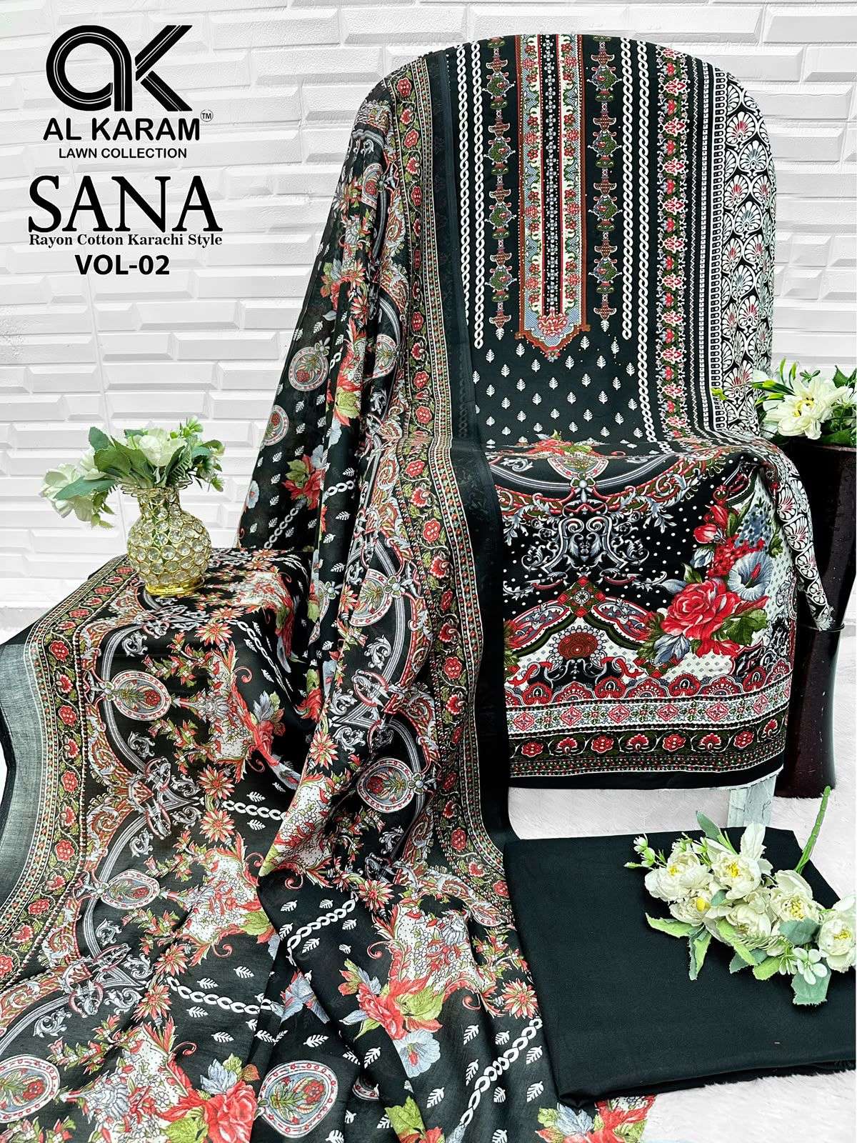 AL KARAM SANA VOL 2 RAYON COTTON DIGITAL KARACHI PRINT SALWAR SUIT