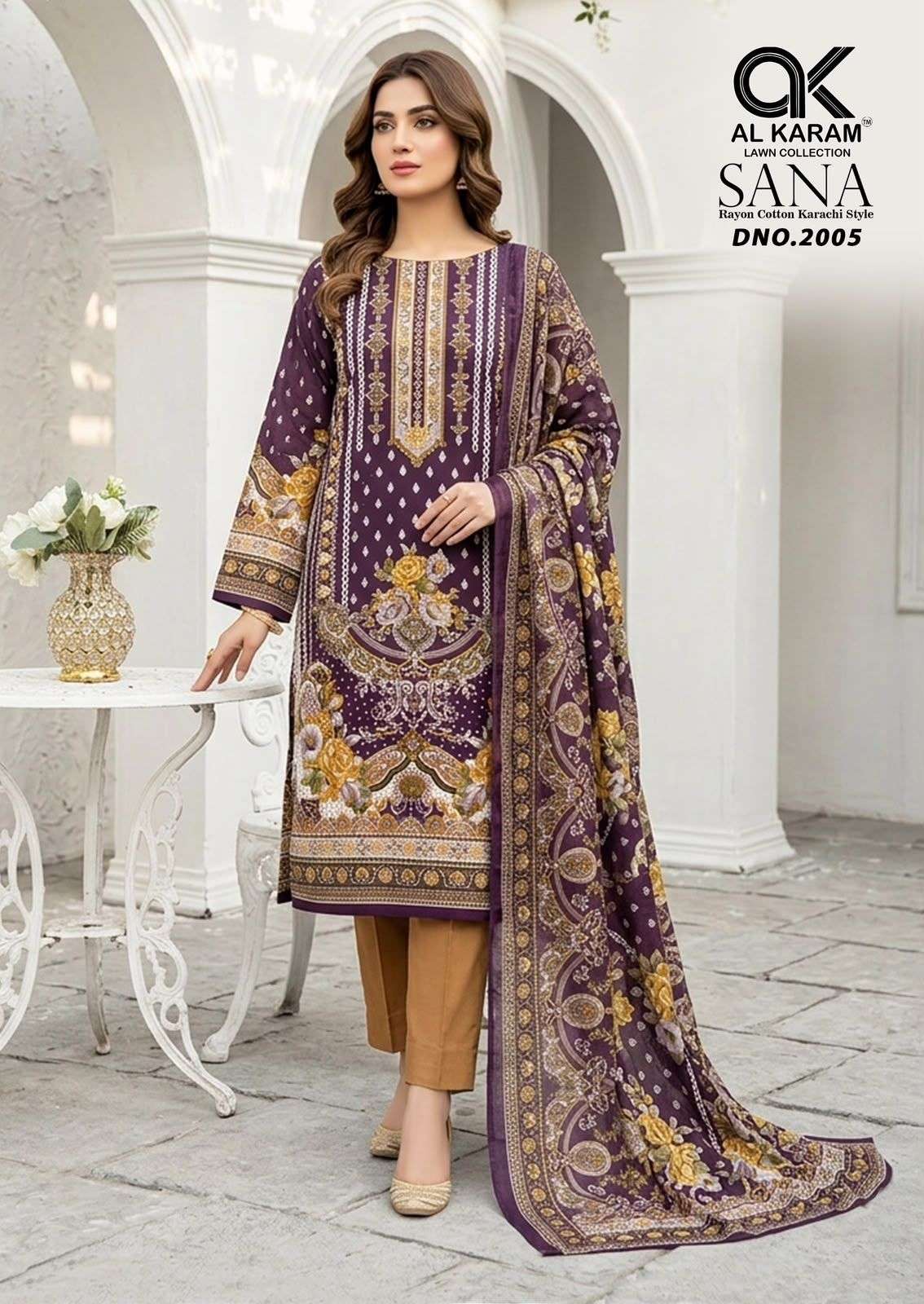 AL KARAM SANA VOL 2 RAYON COTTON DIGITAL KARACHI PRINT SALWAR SUIT
