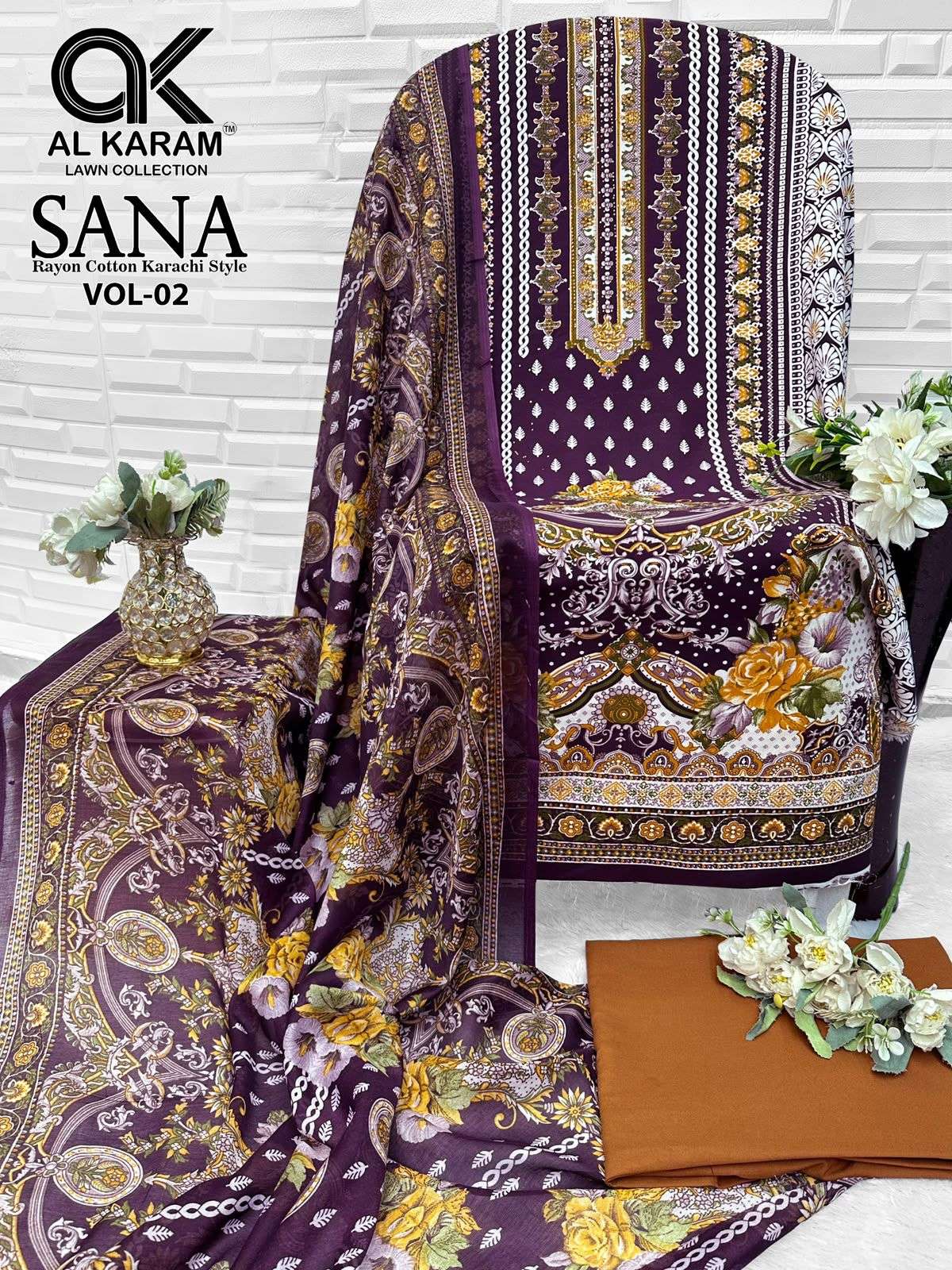 AL KARAM SANA VOL 2 RAYON COTTON DIGITAL KARACHI PRINT SALWAR SUIT