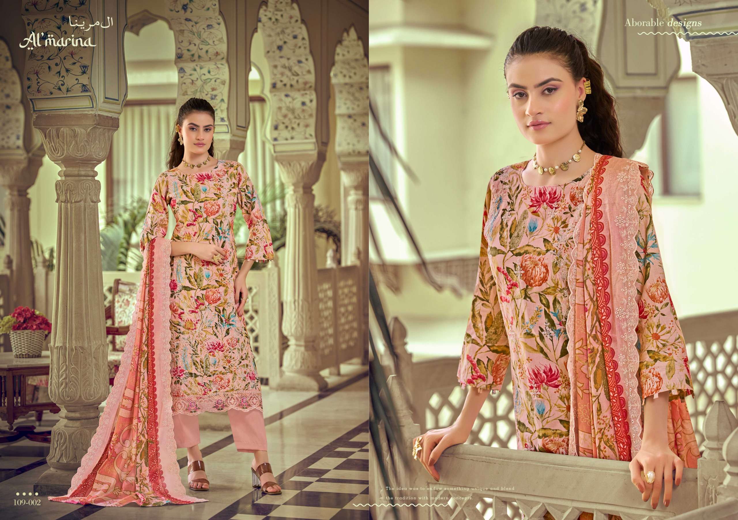 AL MARINA CHIKANKARI VOL 5 COTTON DIGITAL PRINT WITH EMBROIDERY WORK SUIT