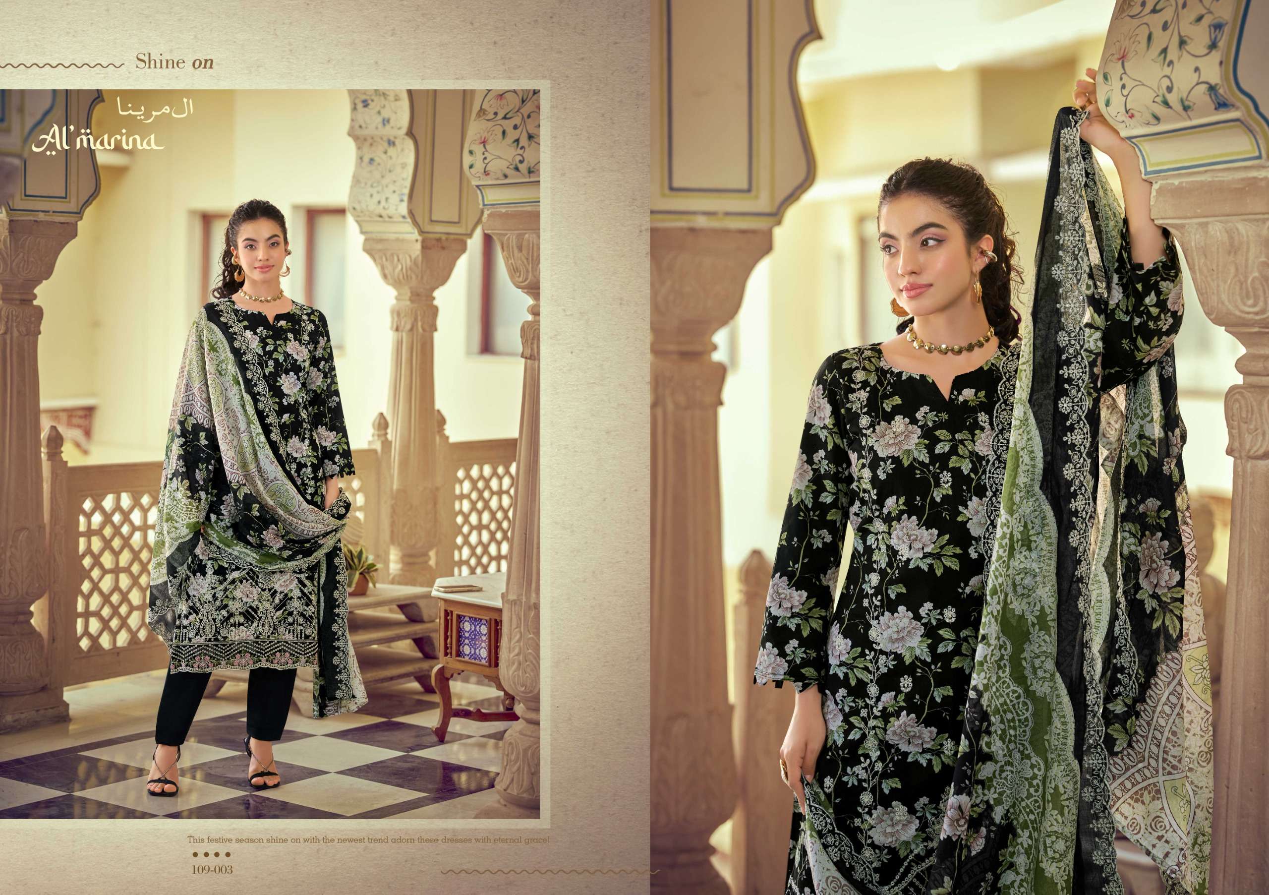 AL MARINA CHIKANKARI VOL 5 COTTON DIGITAL PRINT WITH EMBROIDERY WORK SUIT