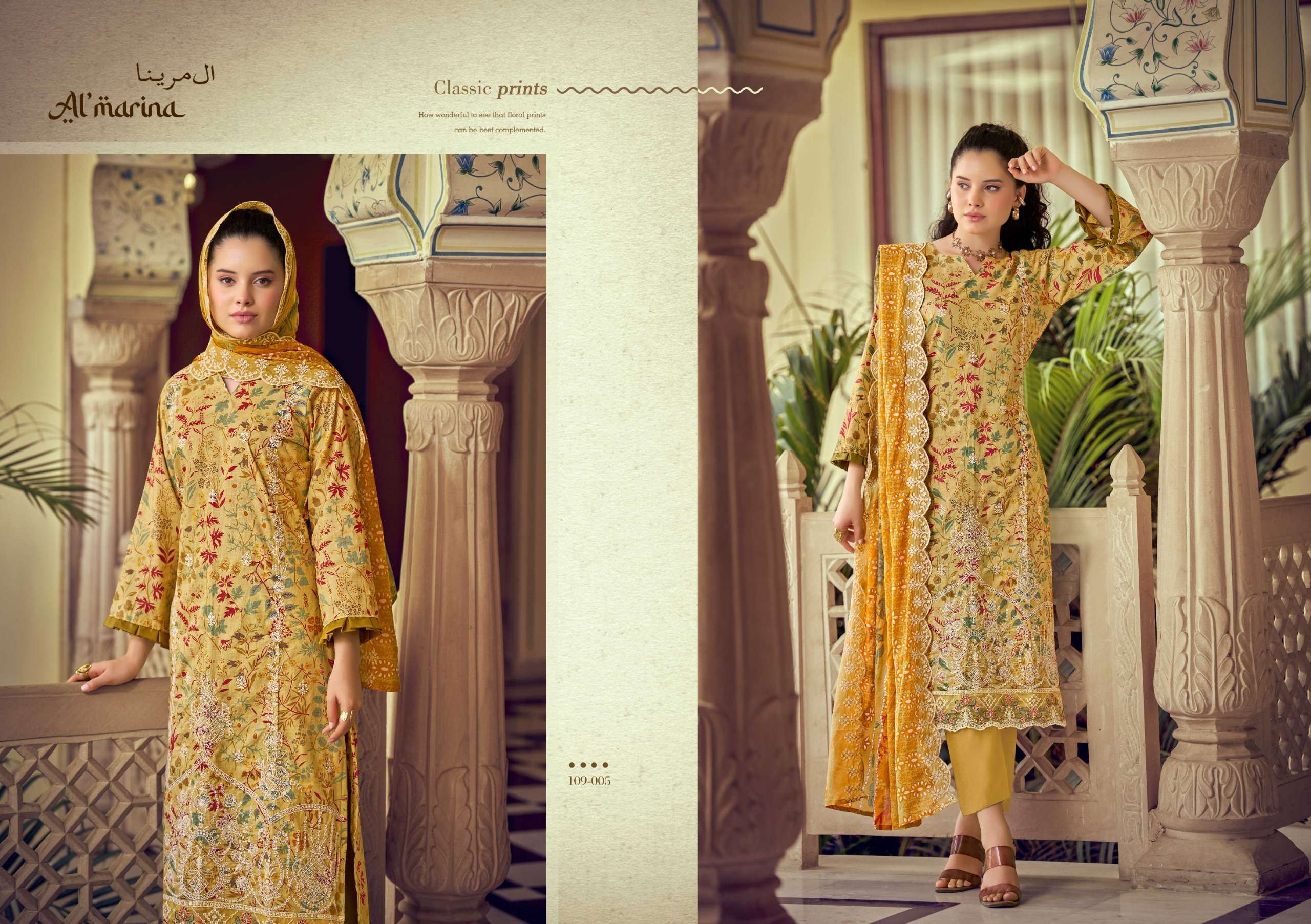 AL MARINA CHIKANKARI VOL 5 COTTON DIGITAL PRINT WITH EMBROIDERY WORK SUIT