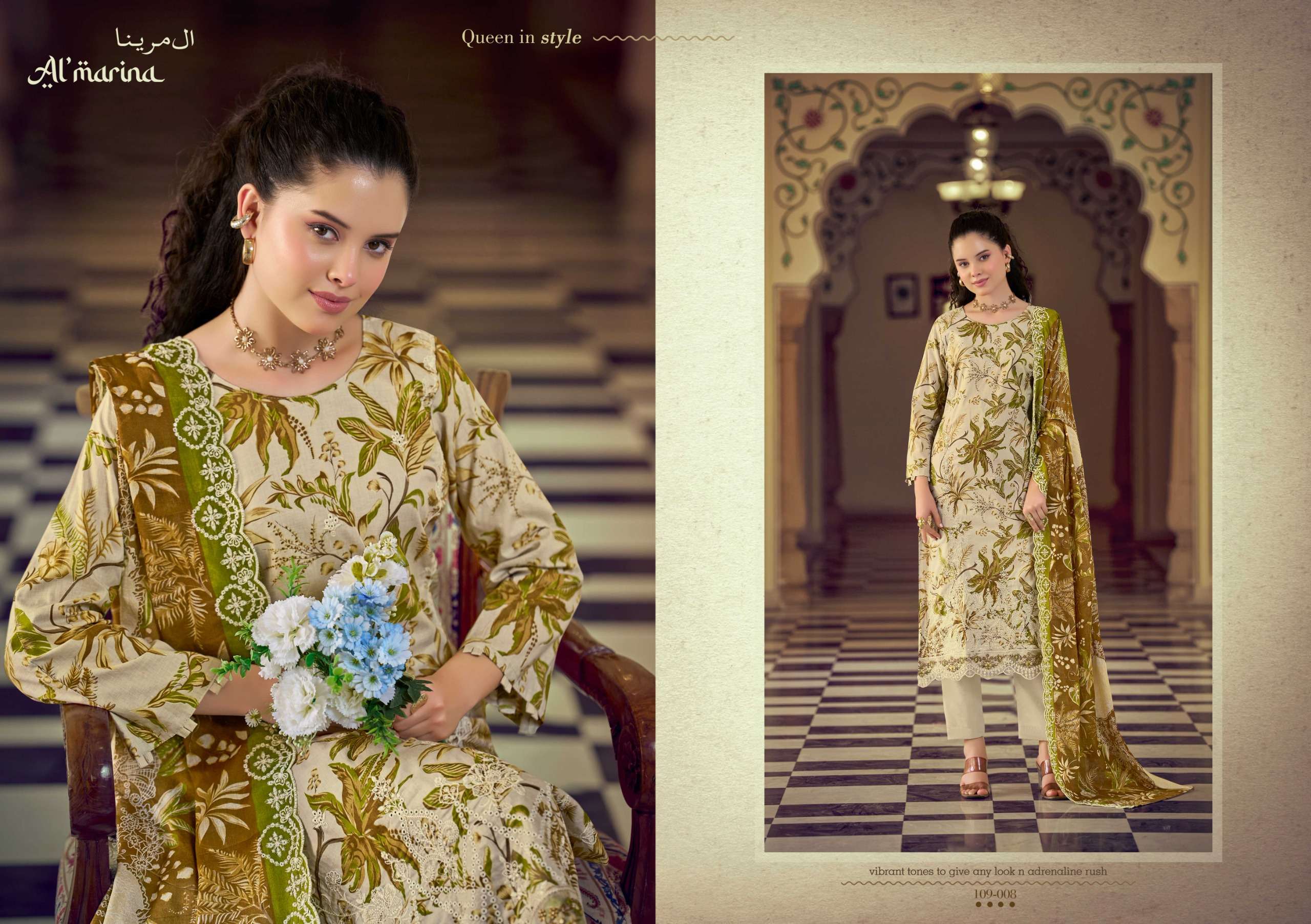 AL MARINA CHIKANKARI VOL 5 COTTON DIGITAL PRINT WITH EMBROIDERY WORK SUIT