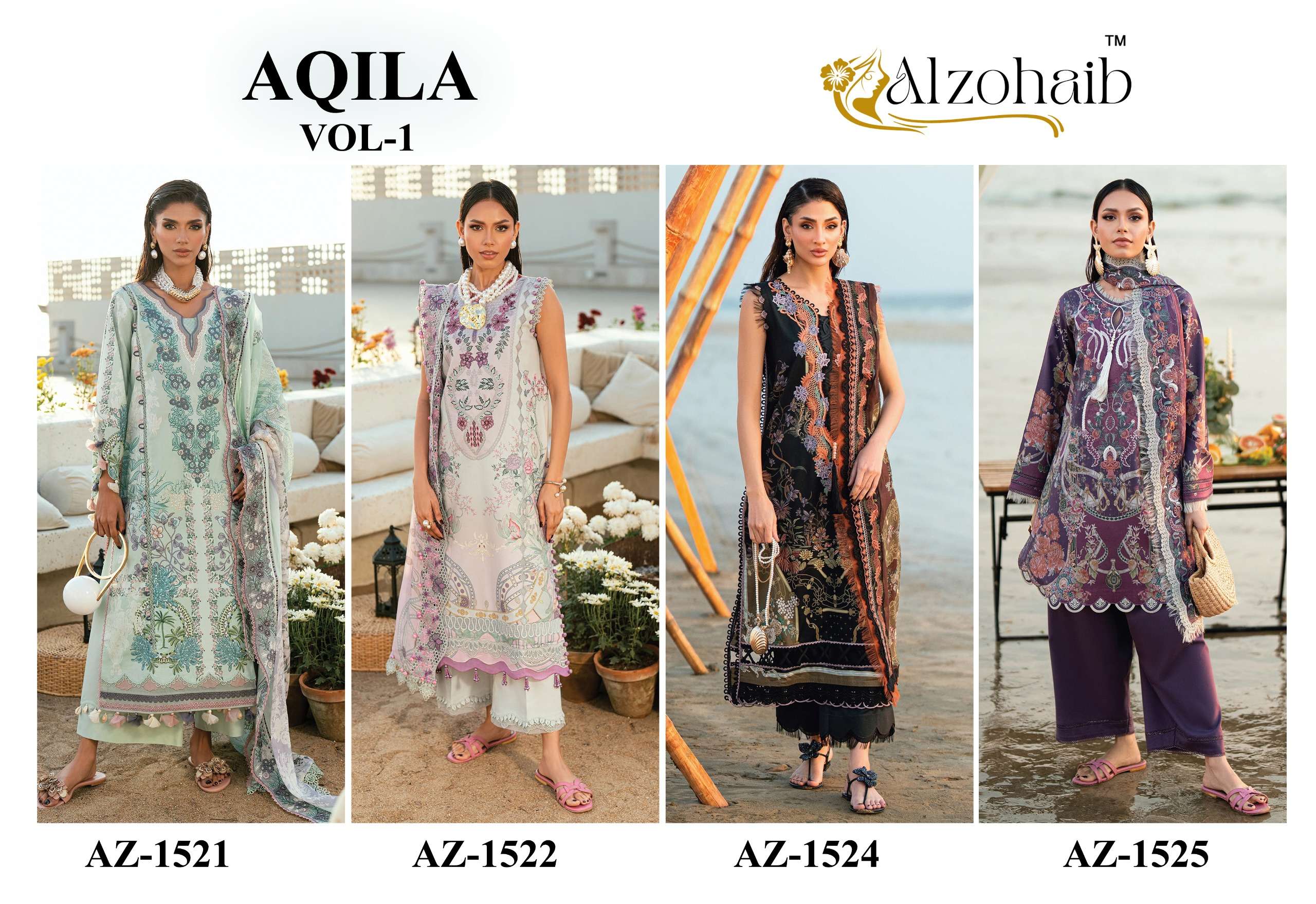 AL ZOHAIB AQILA VOL 1 COTTON FANCY PATCH EMBROIDERY WORK SALWAR KAMEEZ 