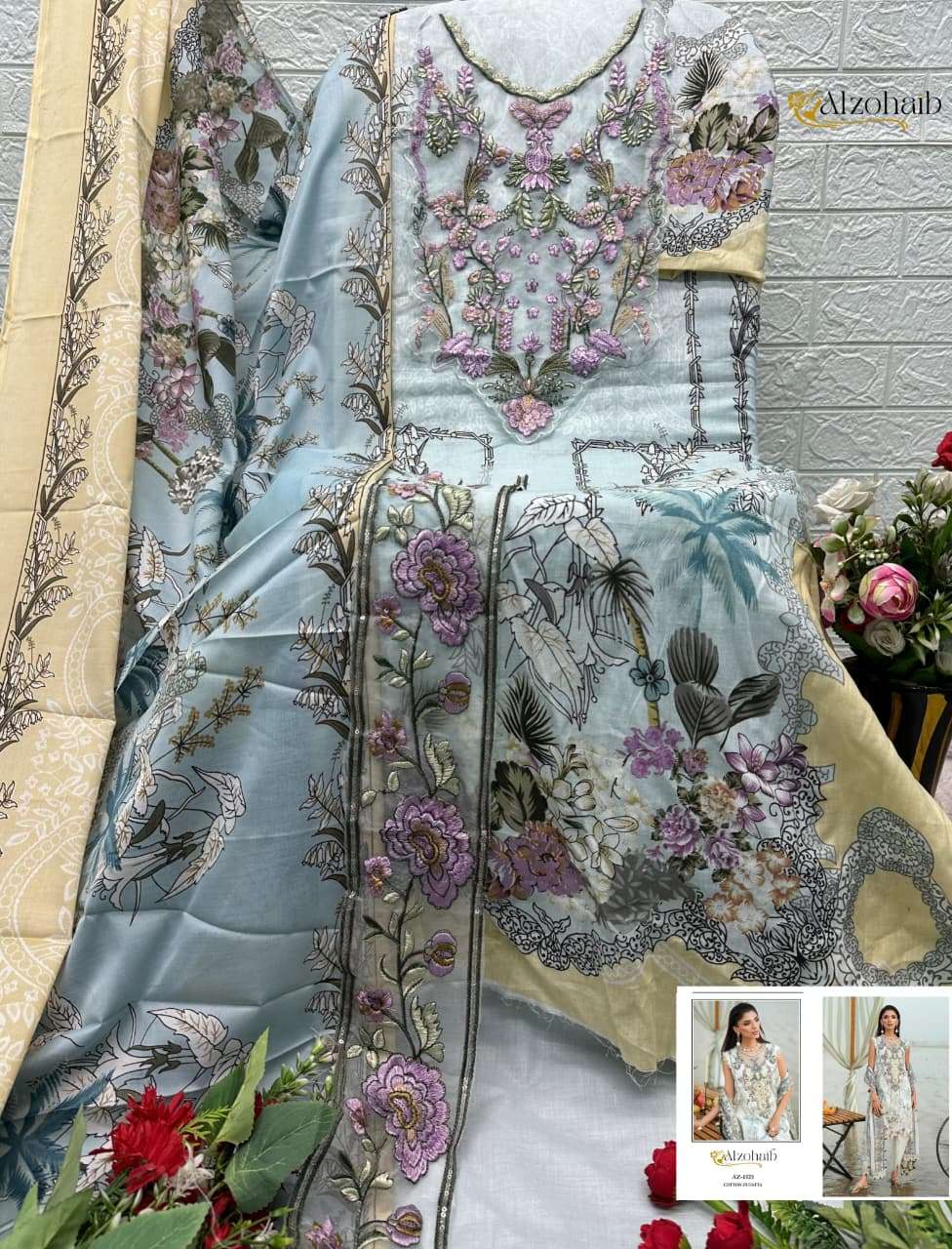 AL ZOHAIB AQILA VOL 2 COTTON PATCH EMBROIDERY WORK SALWAR KAMEEZ