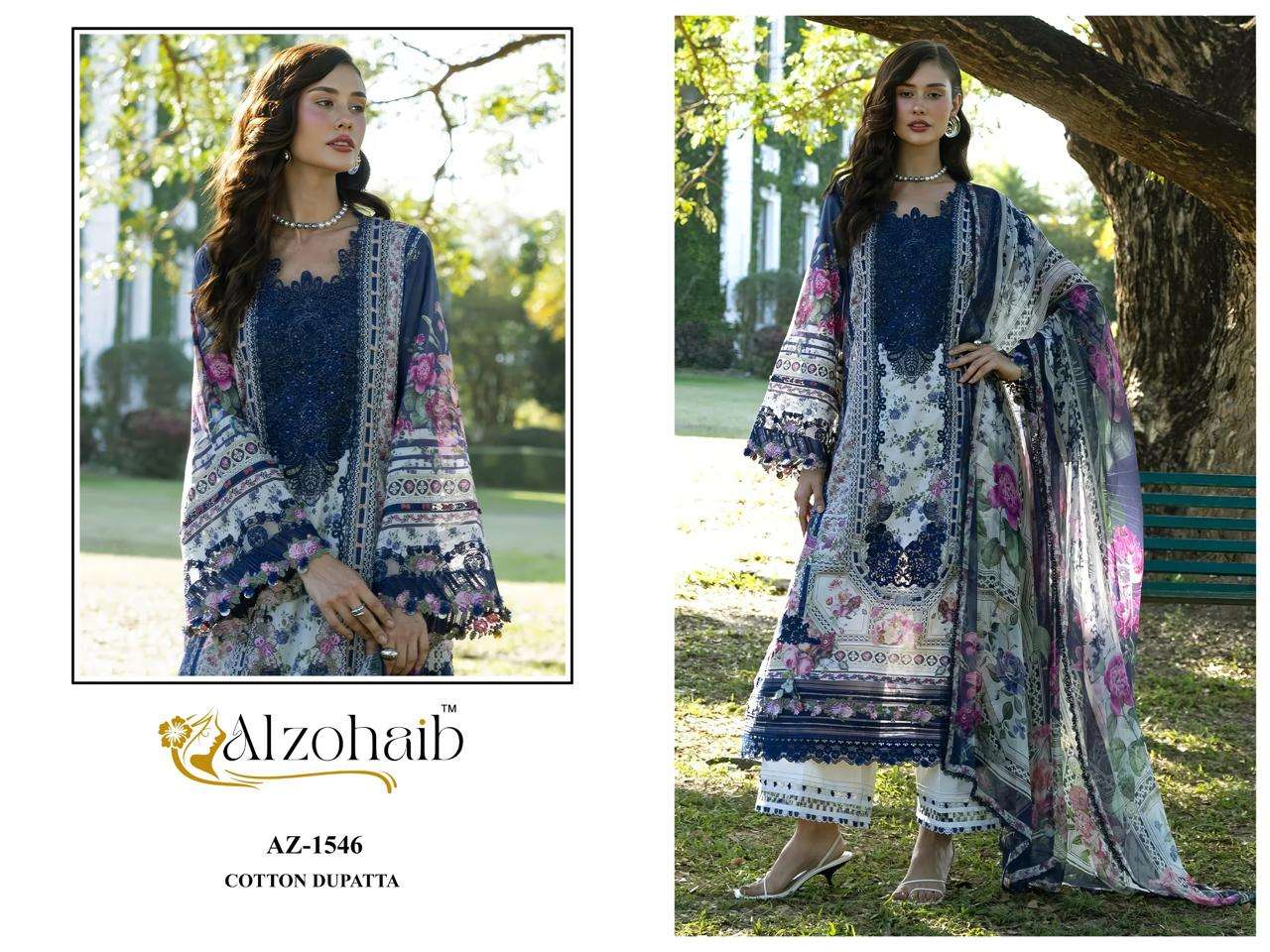 AL ZOHAIB AZIZA VOL 1 NEW DESIGNS COTTON EMBROIDERY DESIGNER WORK SALWAR KAMEEZ 