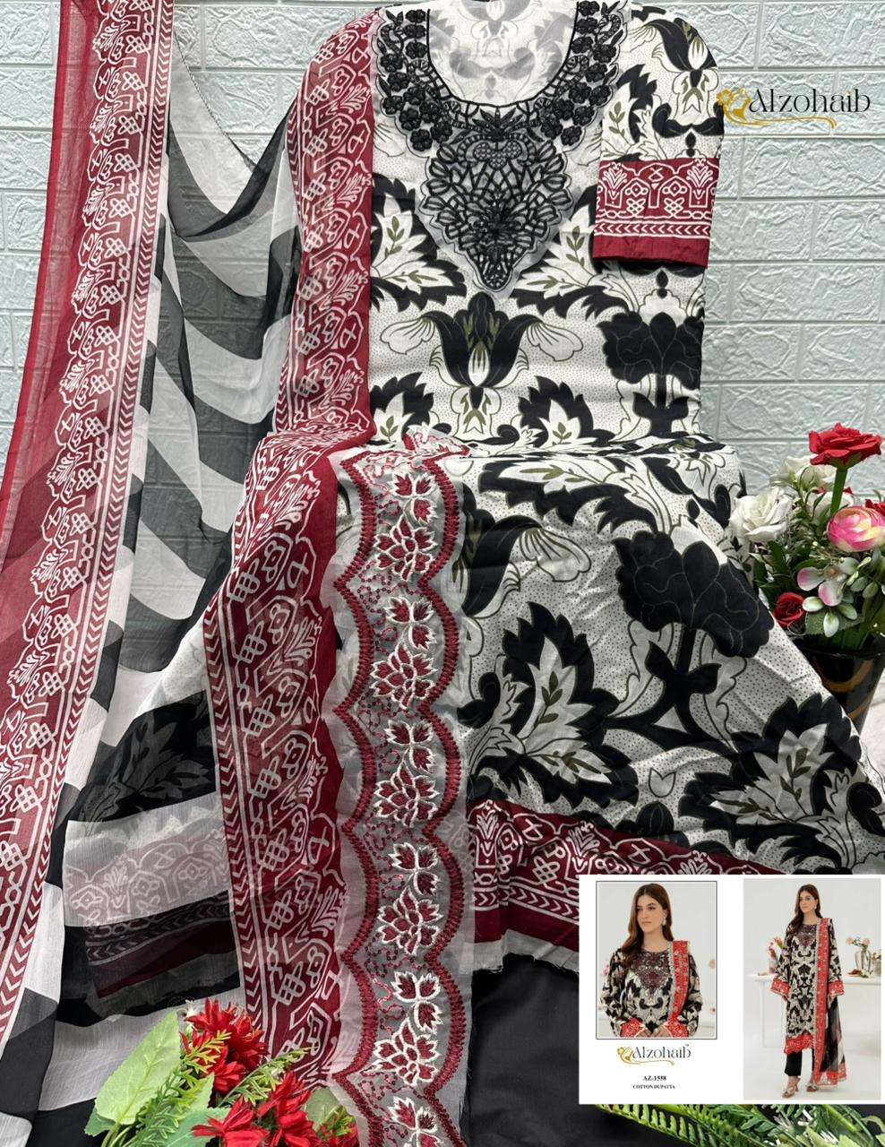 AL ZOHAIB ZOYA VOL 2 COTTON EMBROIDERY WORK SALWAR KAMEEZ 