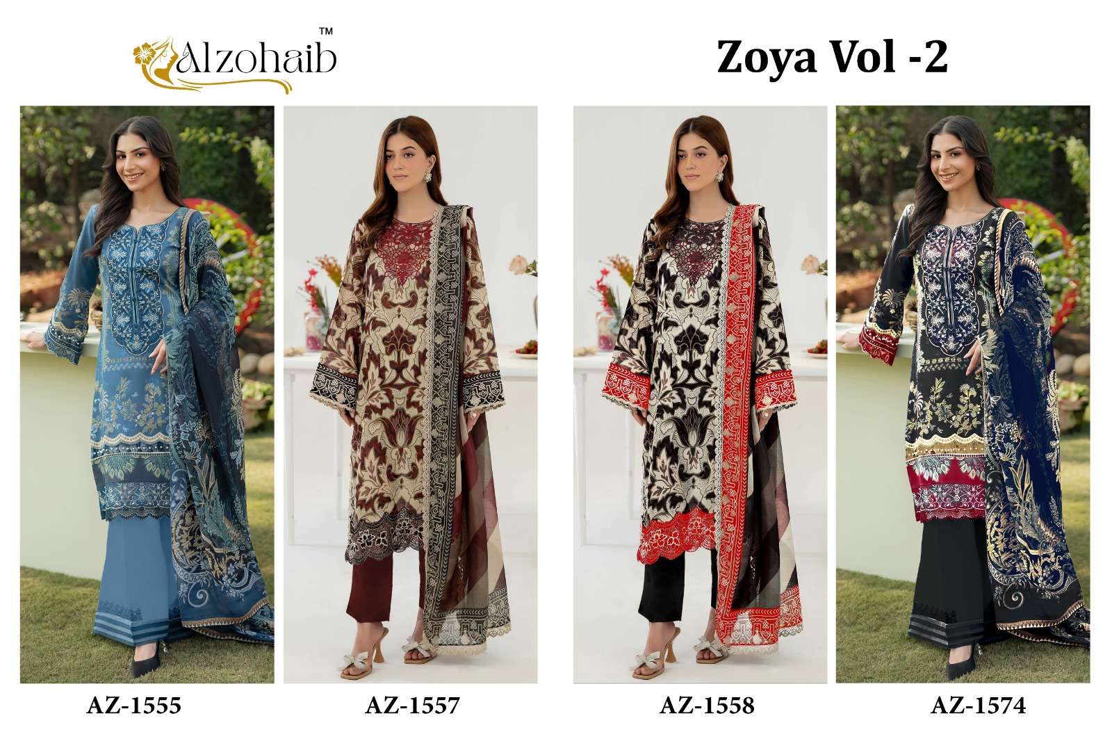 AL ZOHAIB ZOYA VOL 2 COTTON EMBROIDERY WORK SALWAR KAMEEZ 