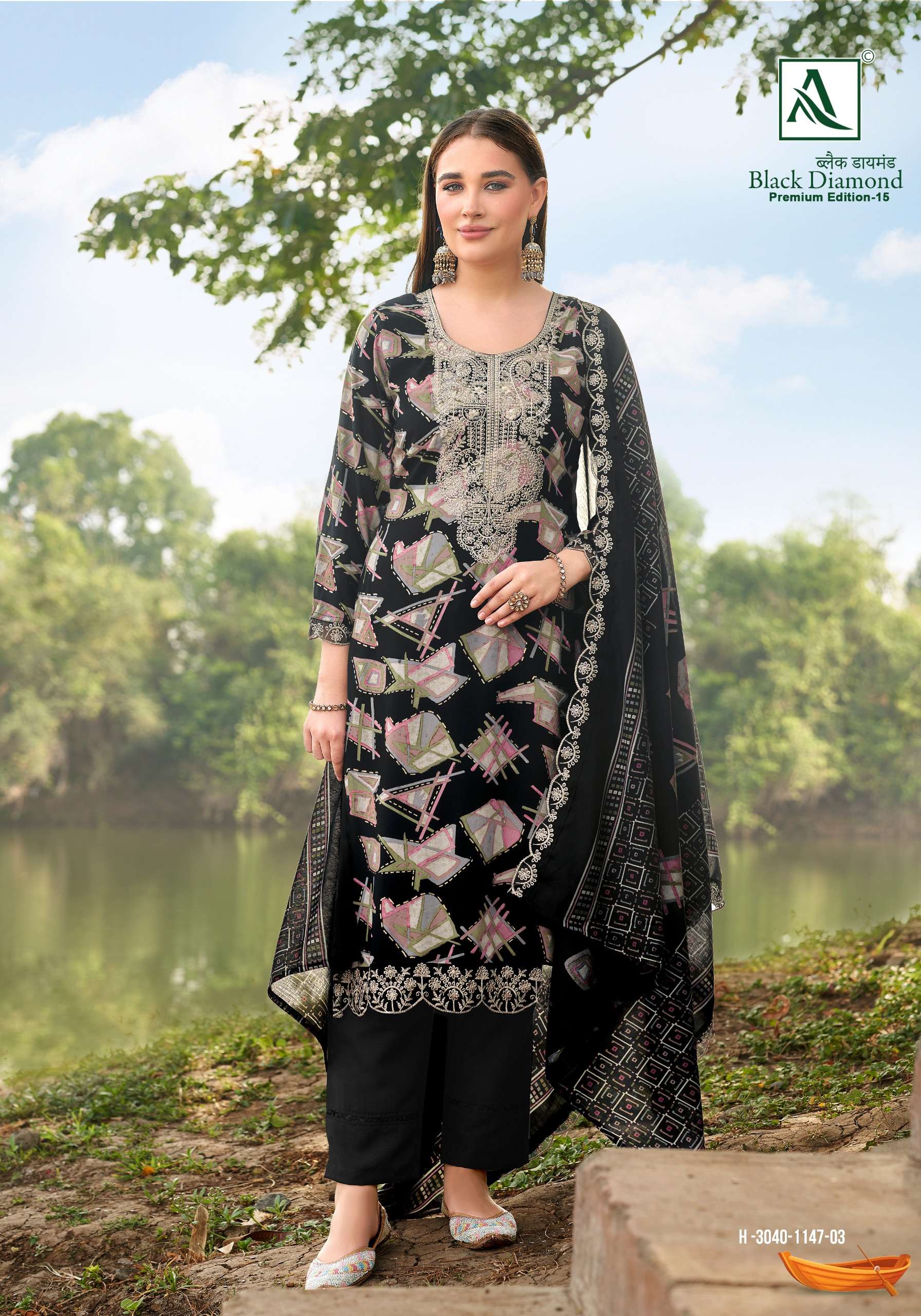 ALOK SUITS BLACK DIAMOND EDITION 15 RAYON PRINT WITH FANCY EMBROIDERY WORK SUIT