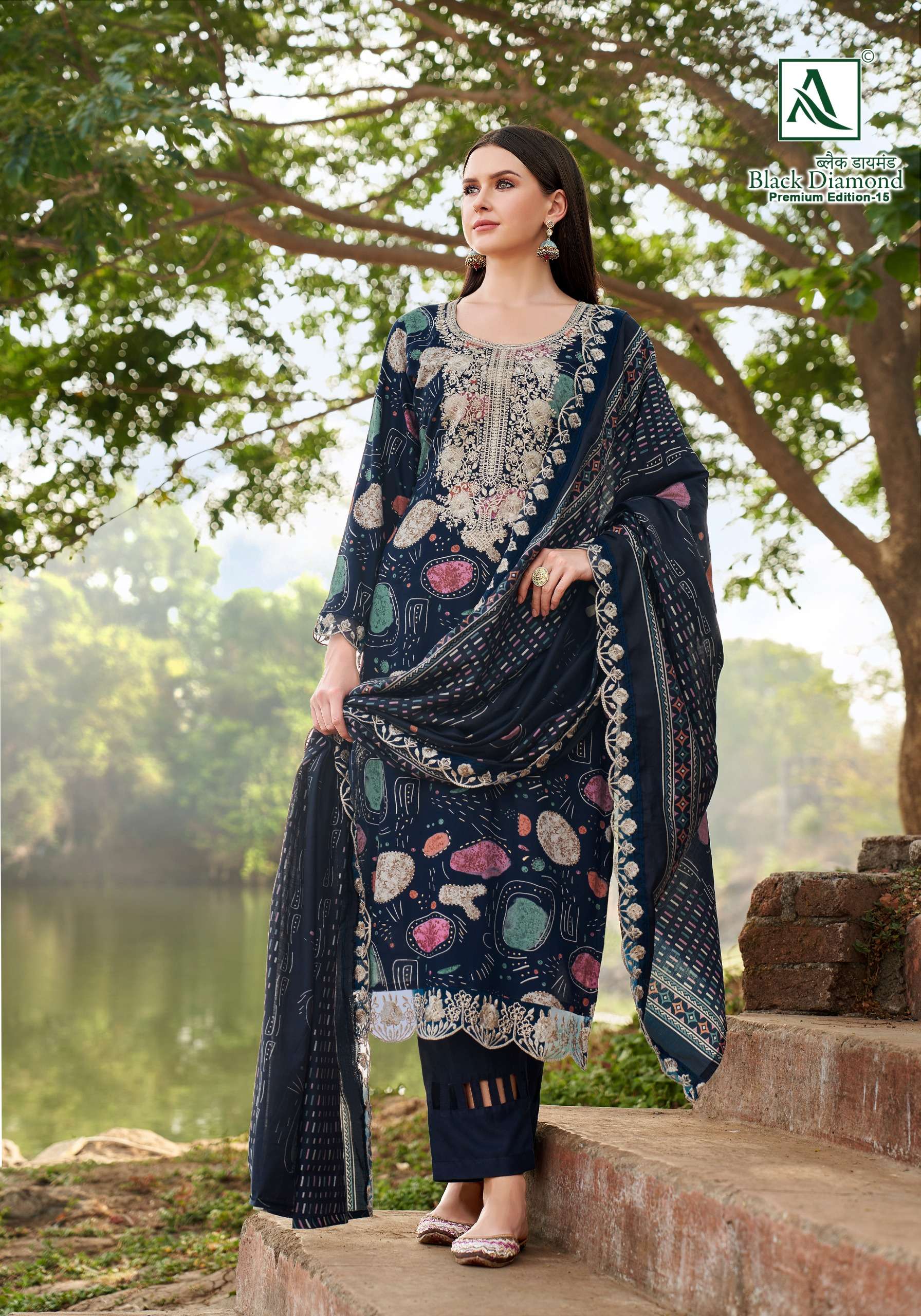 ALOK SUITS BLACK DIAMOND EDITION 15 RAYON PRINT WITH FANCY EMBROIDERY WORK SUIT