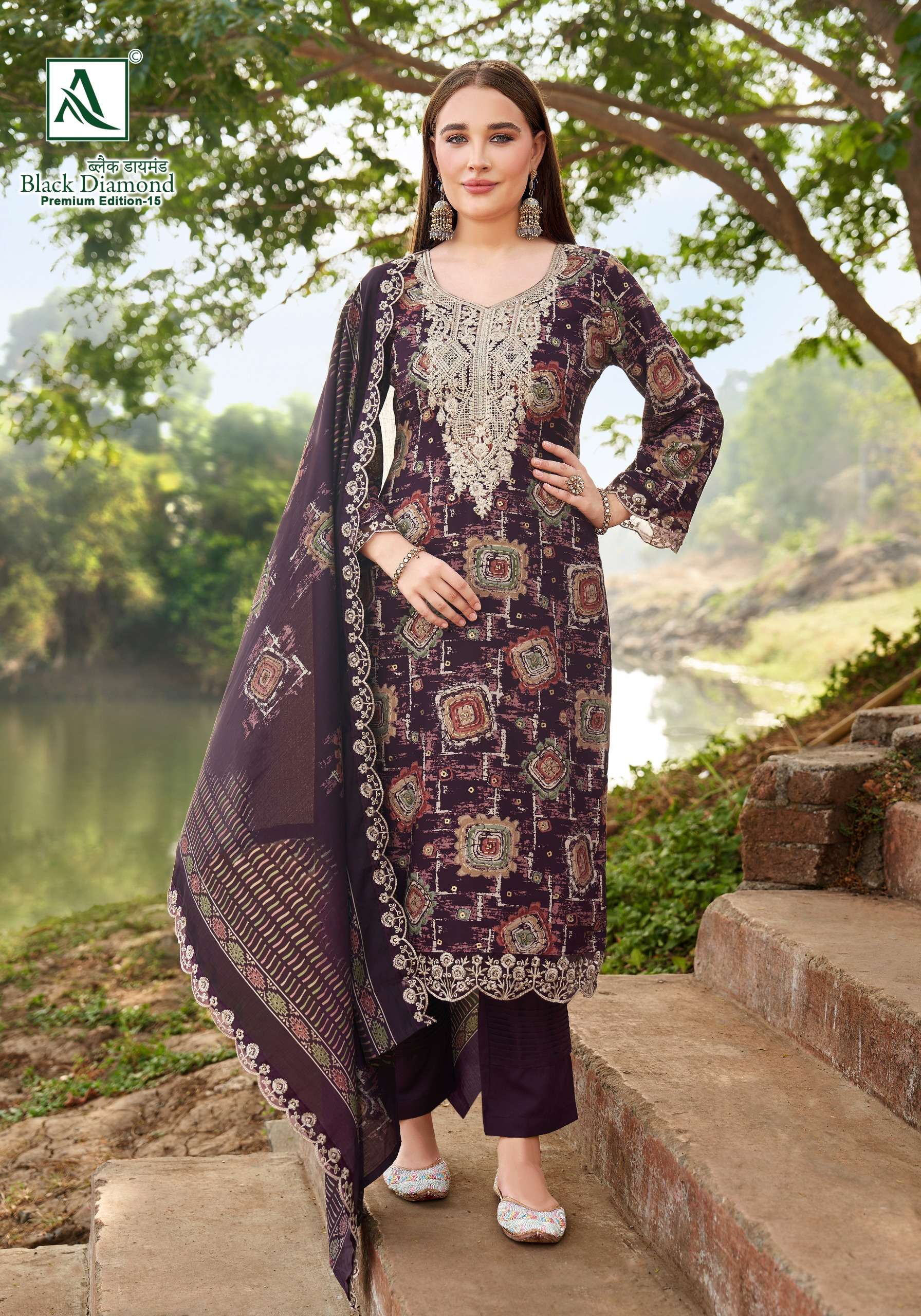 ALOK SUITS BLACK DIAMOND EDITION 15 RAYON PRINT WITH FANCY EMBROIDERY WORK SUIT