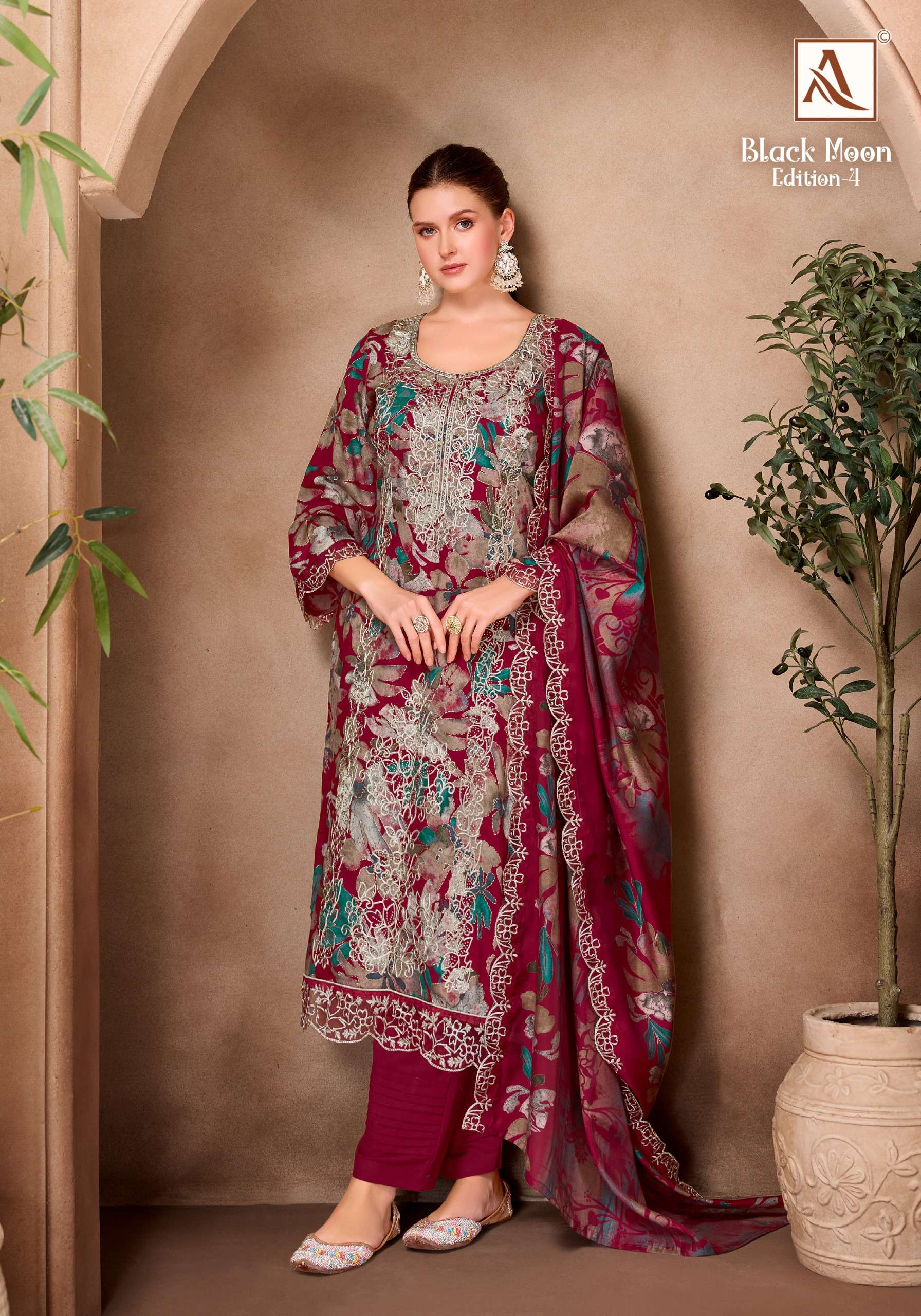 ALOK SUITS BLACK MOON VOL 4 VISCOSE PRINT WITH FANCY EMBROIDERY WORK SUIT