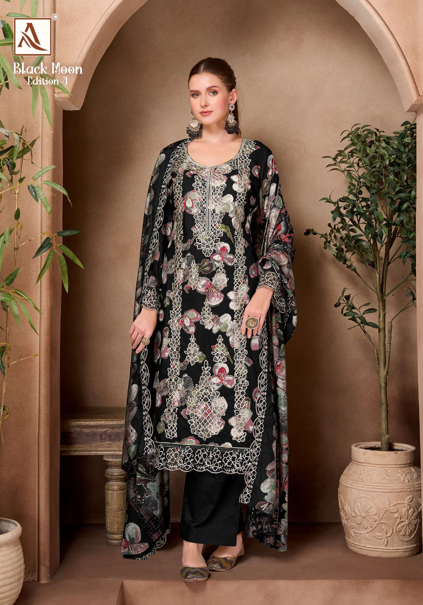 ALOK SUITS BLACK MOON VOL 4 VISCOSE PRINT WITH FANCY EMBROIDERY WORK SUIT