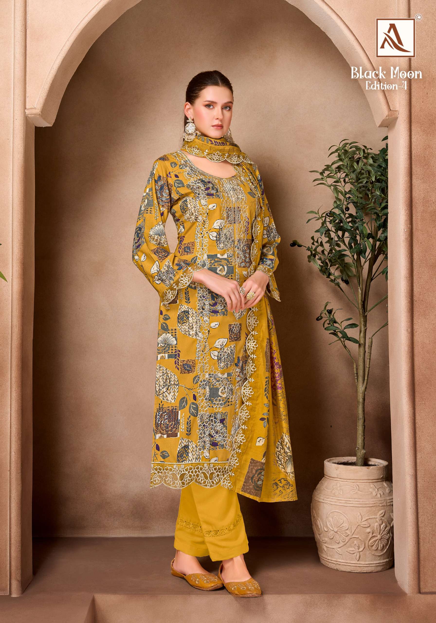 ALOK SUITS BLACK MOON VOL 4 VISCOSE PRINT WITH FANCY EMBROIDERY WORK SUIT