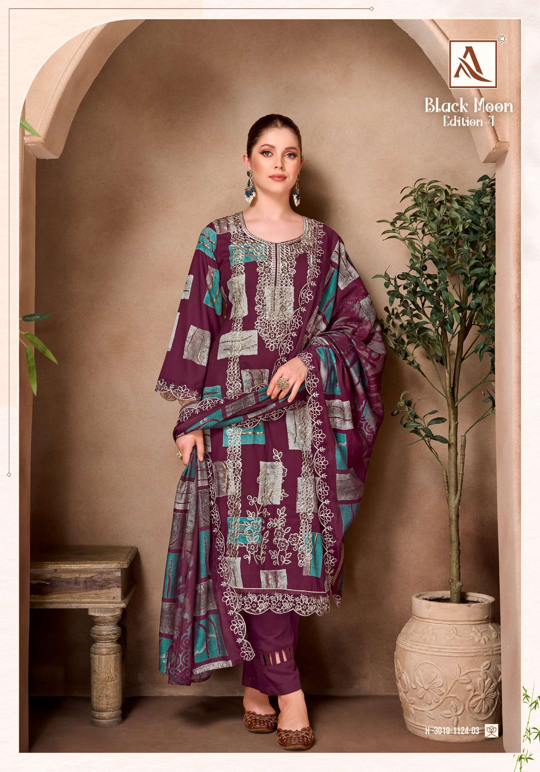 ALOK SUITS BLACK MOON VOL 4 VISCOSE PRINT WITH FANCY EMBROIDERY WORK SUIT