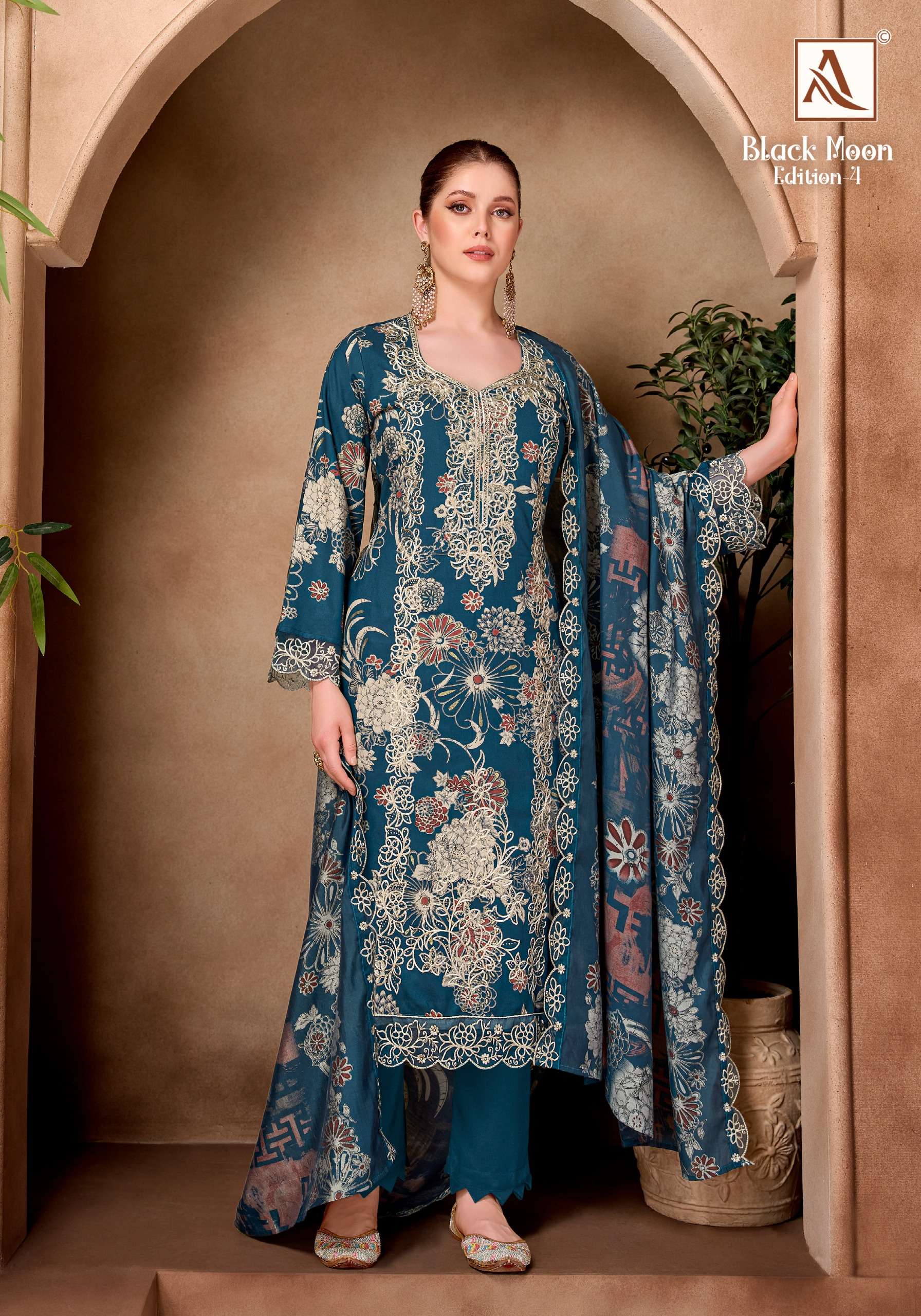 ALOK SUITS BLACK MOON VOL 4 VISCOSE PRINT WITH FANCY EMBROIDERY WORK SUIT