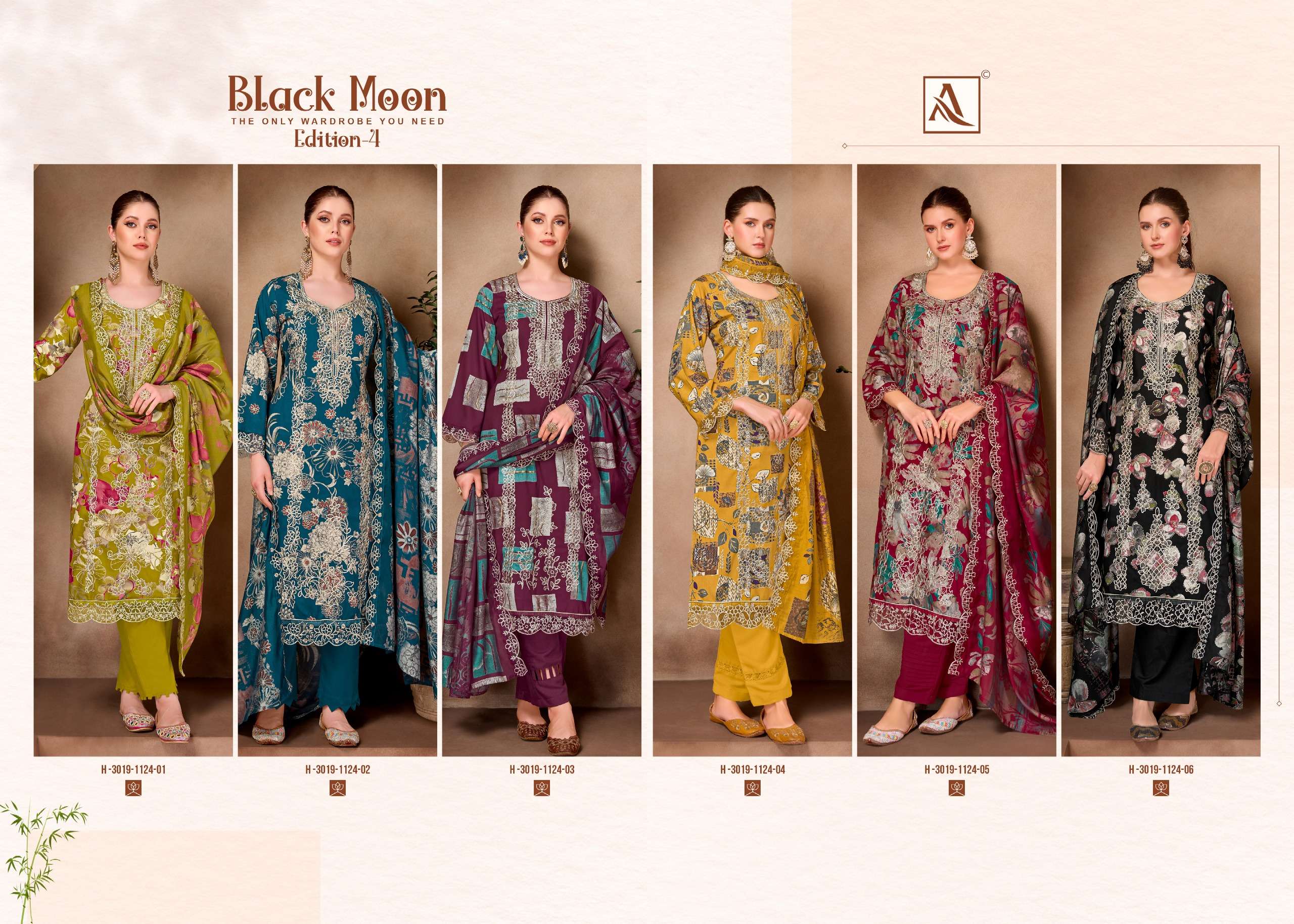 ALOK SUITS BLACK MOON VOL 4 VISCOSE PRINT WITH FANCY EMBROIDERY WORK SUIT