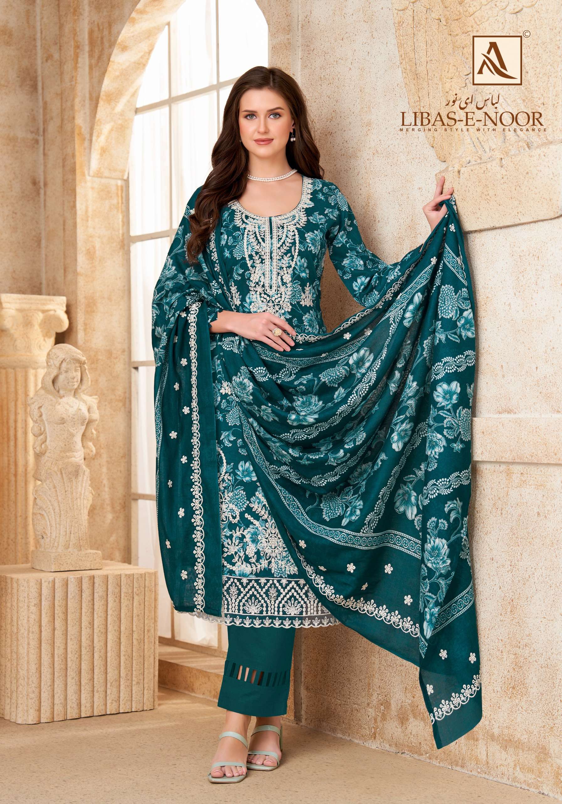 ALOK SUITS LIBAS E NOOR COTTON PRINT WITH FANCY EMBROIDERY WORK SUIT