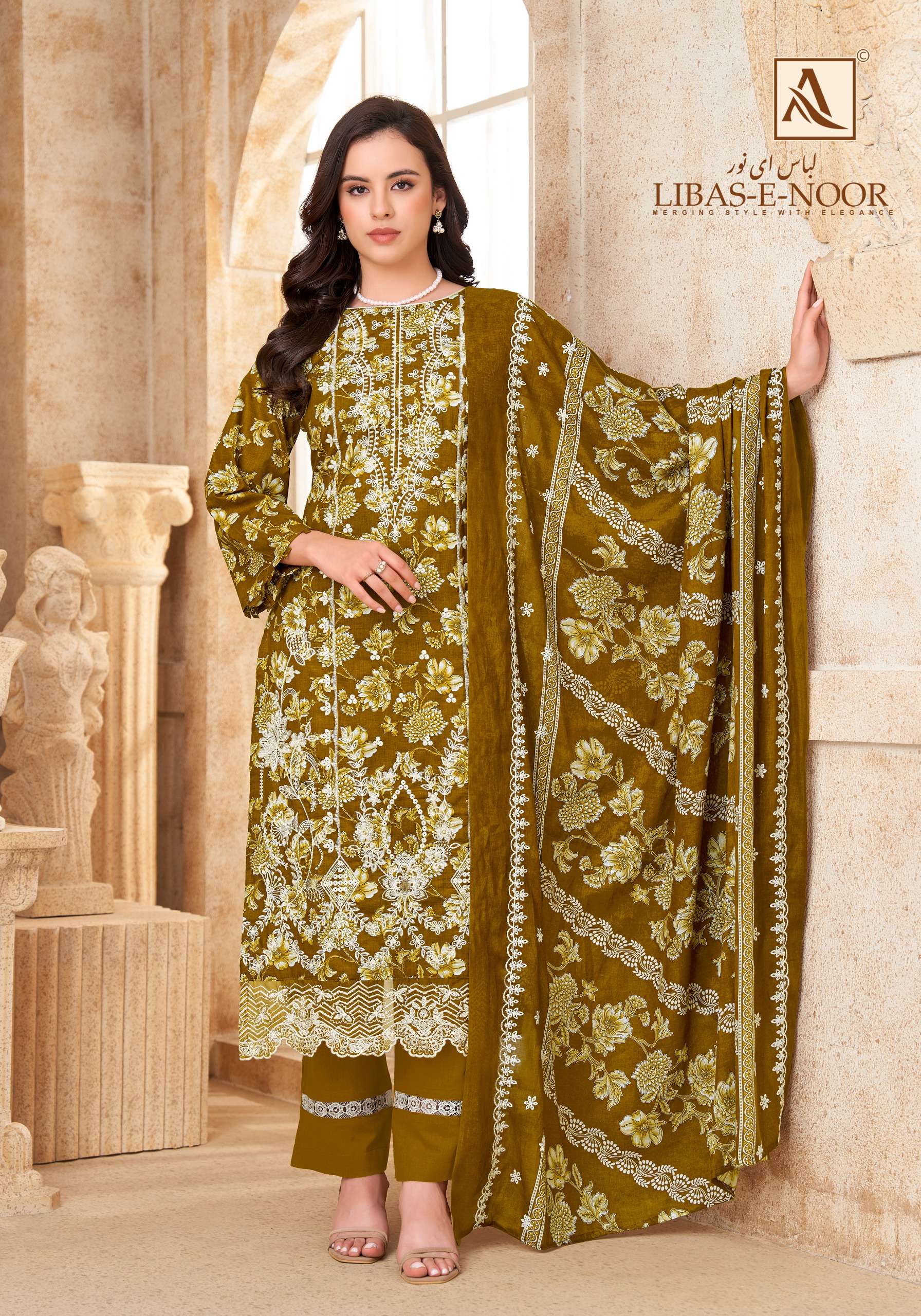 ALOK SUITS LIBAS E NOOR COTTON PRINT WITH FANCY EMBROIDERY WORK SUIT