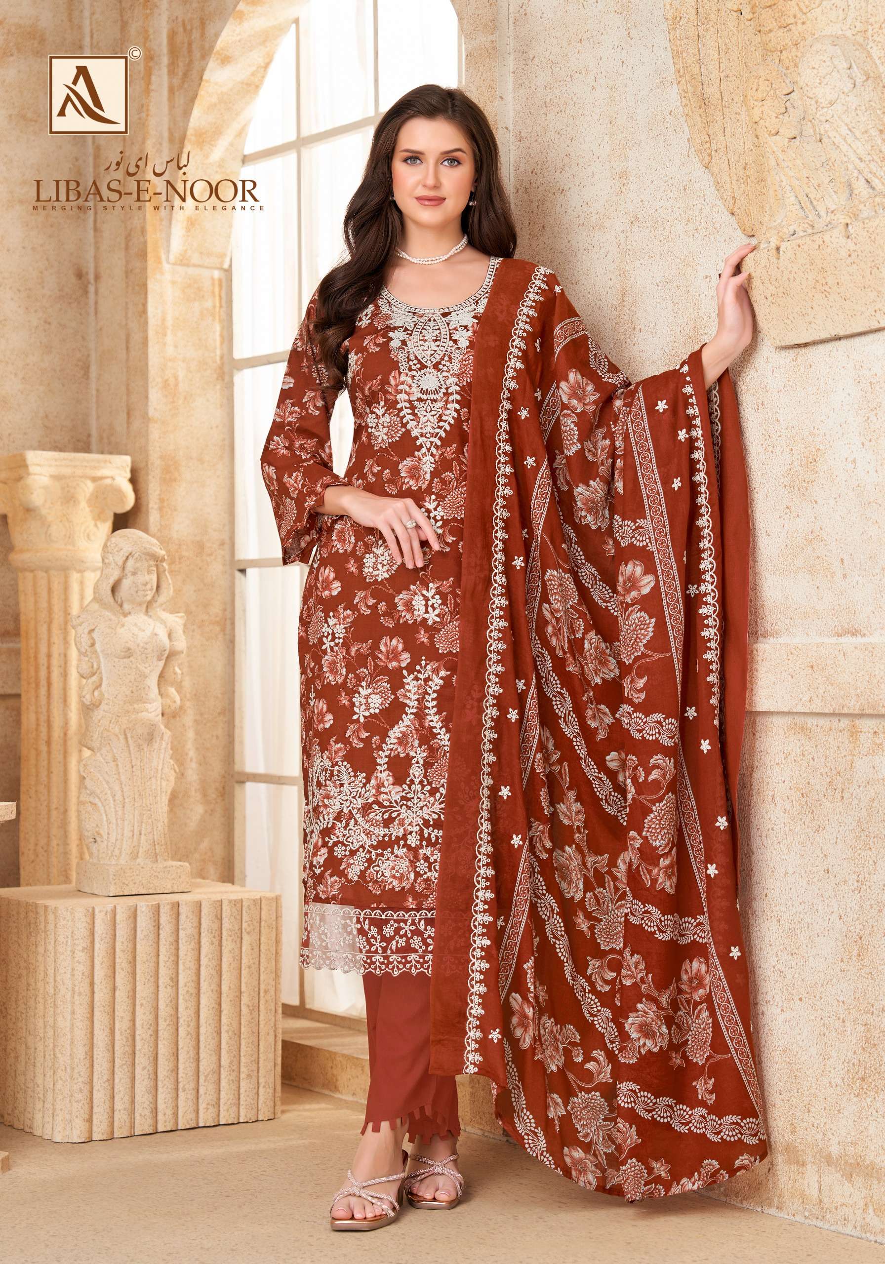 ALOK SUITS LIBAS E NOOR COTTON PRINT WITH FANCY EMBROIDERY WORK SUIT