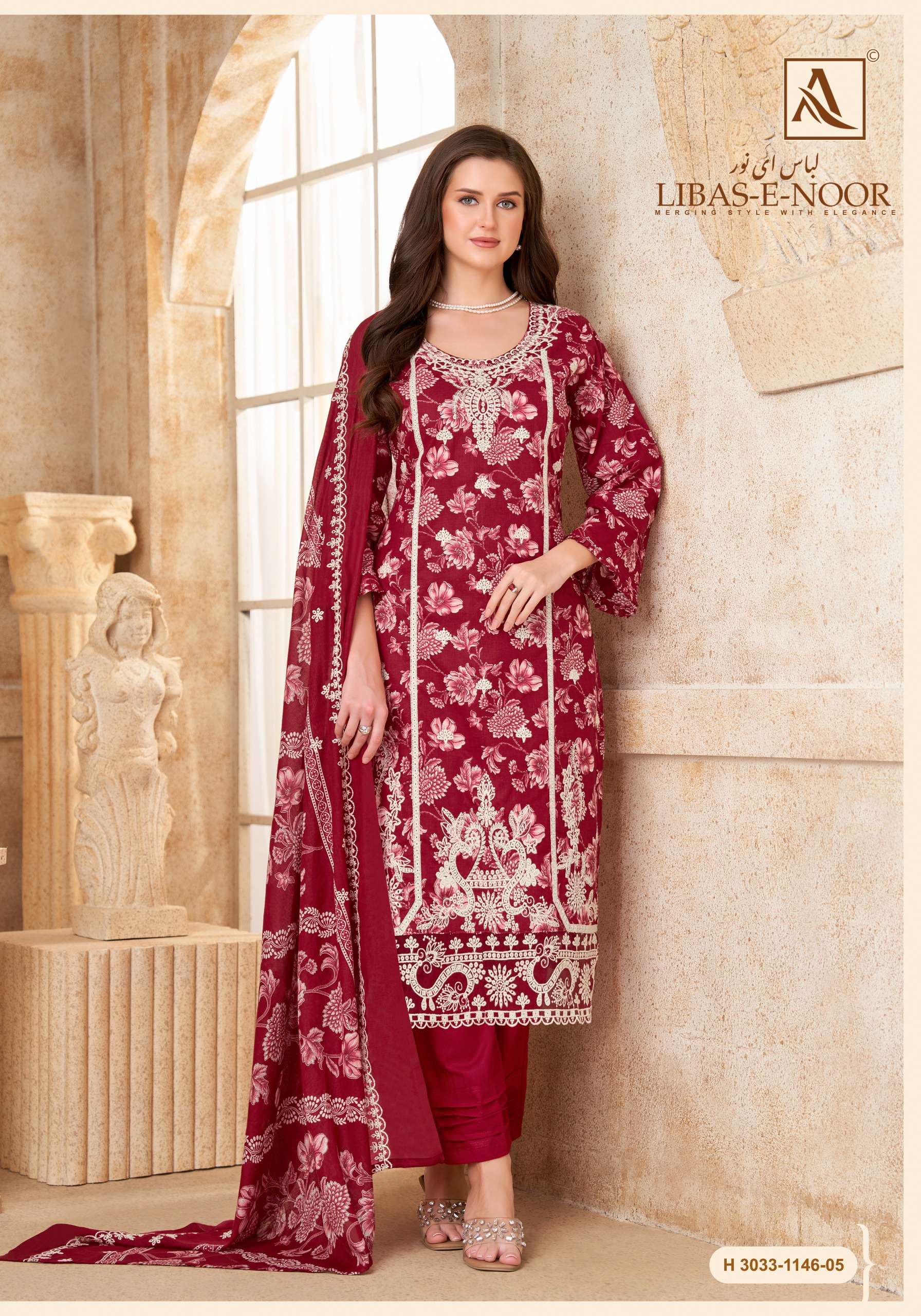 ALOK SUITS LIBAS E NOOR COTTON PRINT WITH FANCY EMBROIDERY WORK SUIT