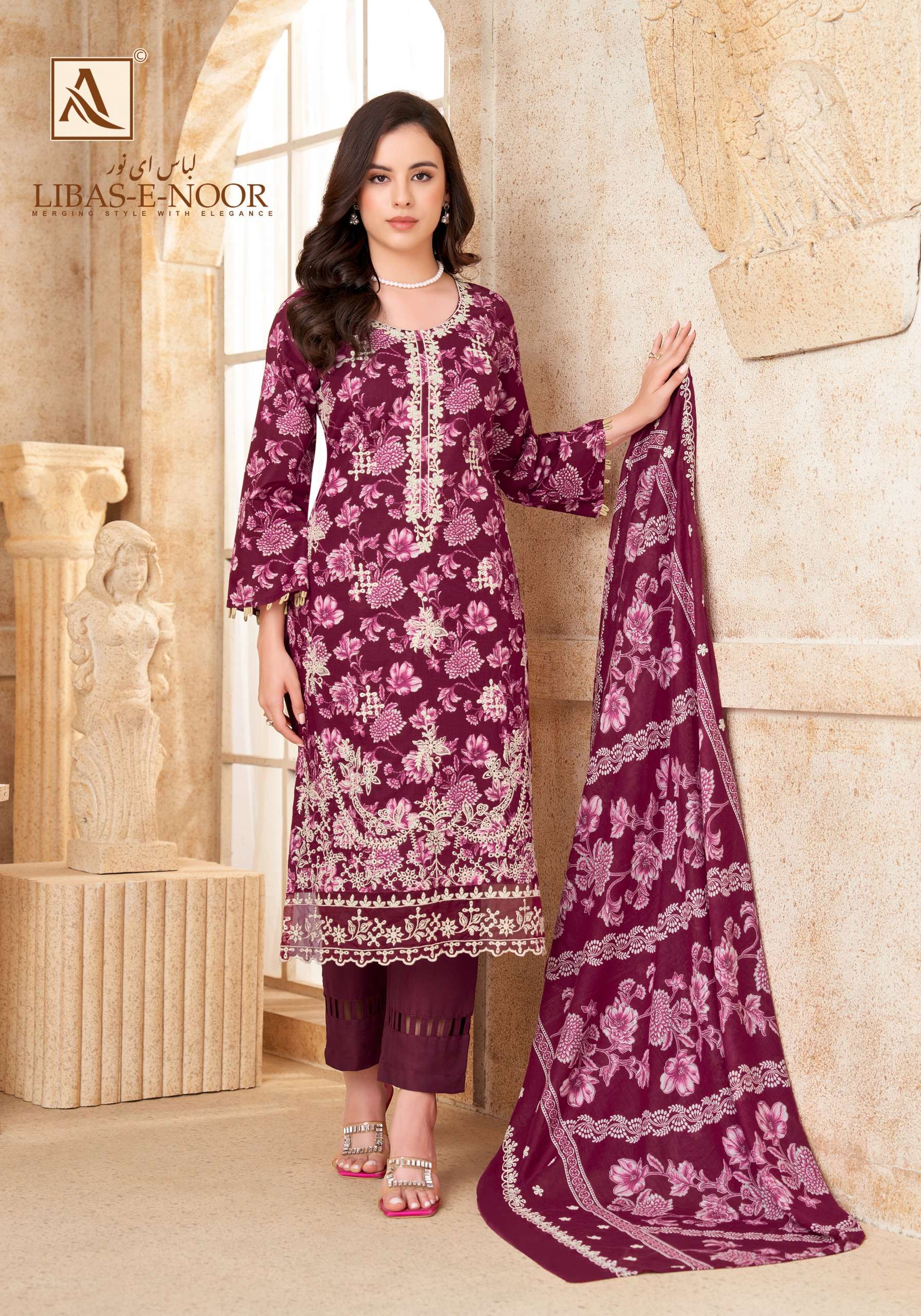ALOK SUITS LIBAS E NOOR COTTON PRINT WITH FANCY EMBROIDERY WORK SUIT