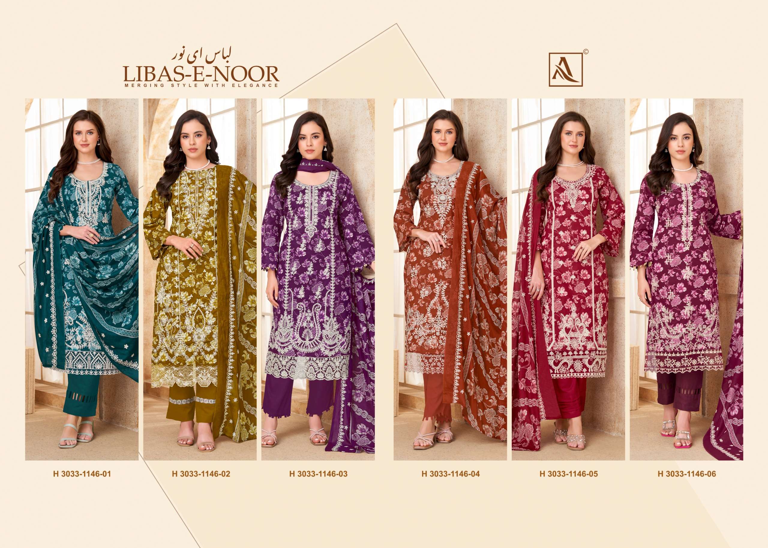 ALOK SUITS LIBAS E NOOR COTTON PRINT WITH FANCY EMBROIDERY WORK SUIT