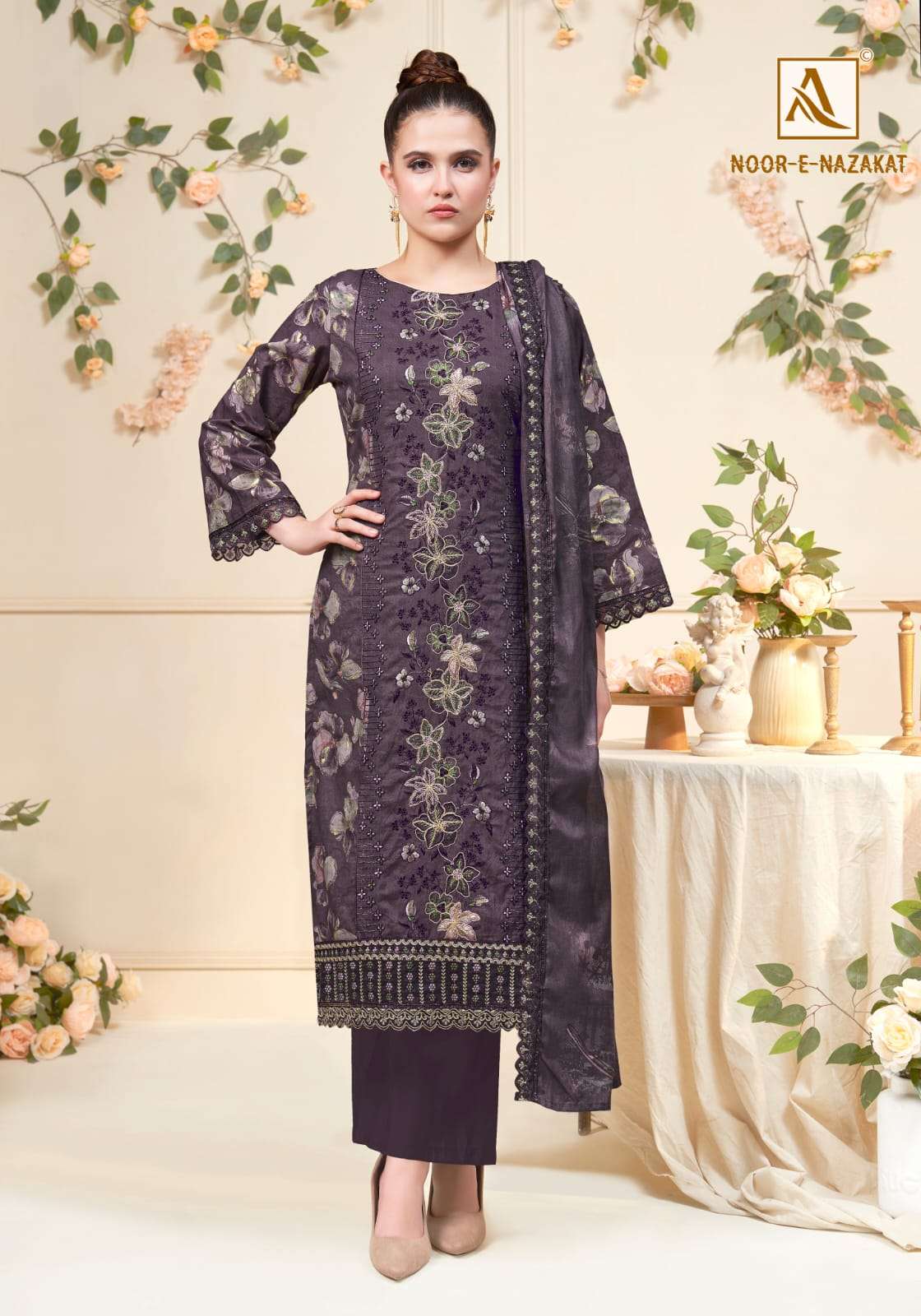 ALOK SUITS  NOOR E NAZAKAT COTTON PRINT WITH FANCY EMBROIDERIES WORK SUITS 
