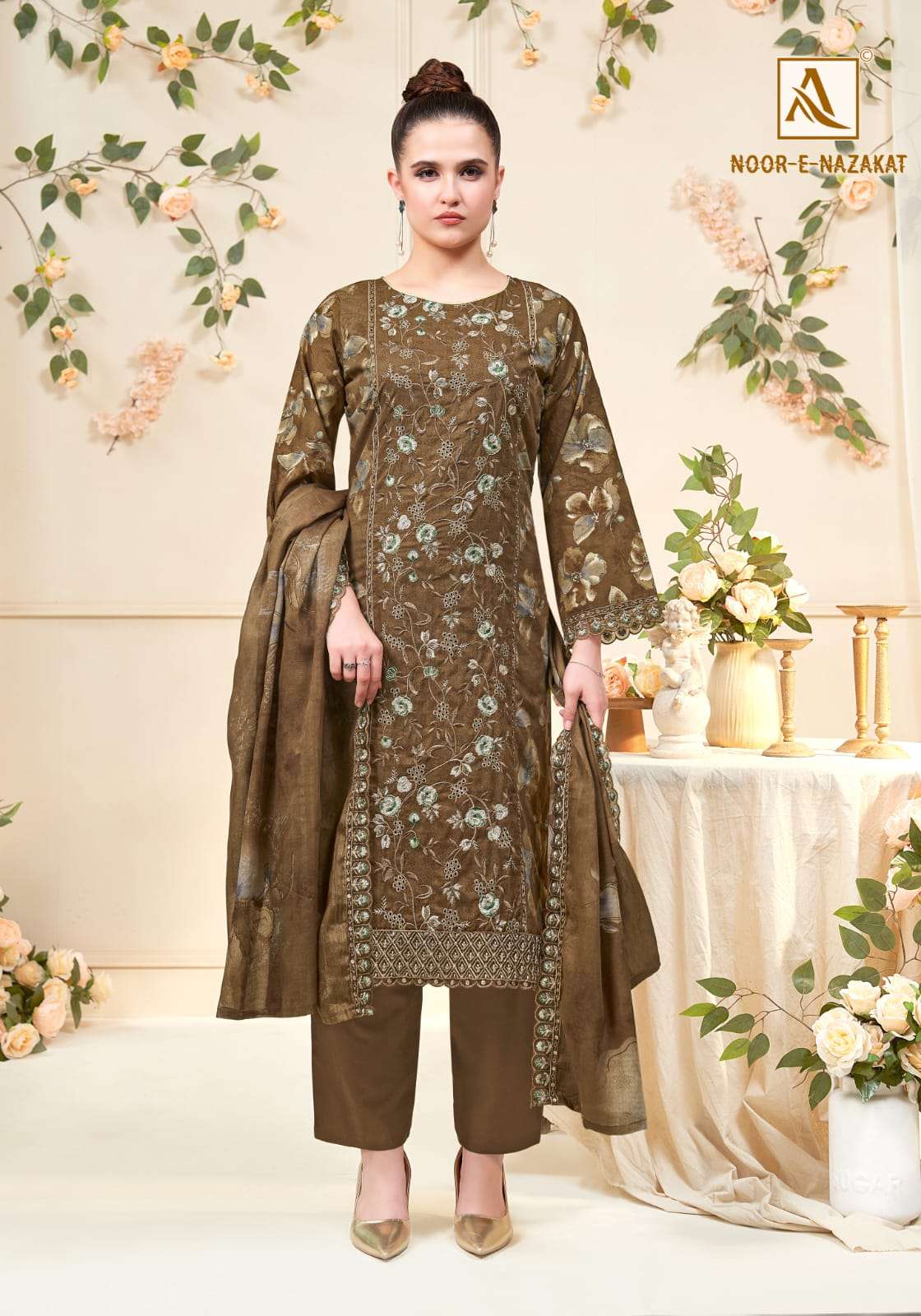 ALOK SUITS  NOOR E NAZAKAT COTTON PRINT WITH FANCY EMBROIDERIES WORK SUITS 