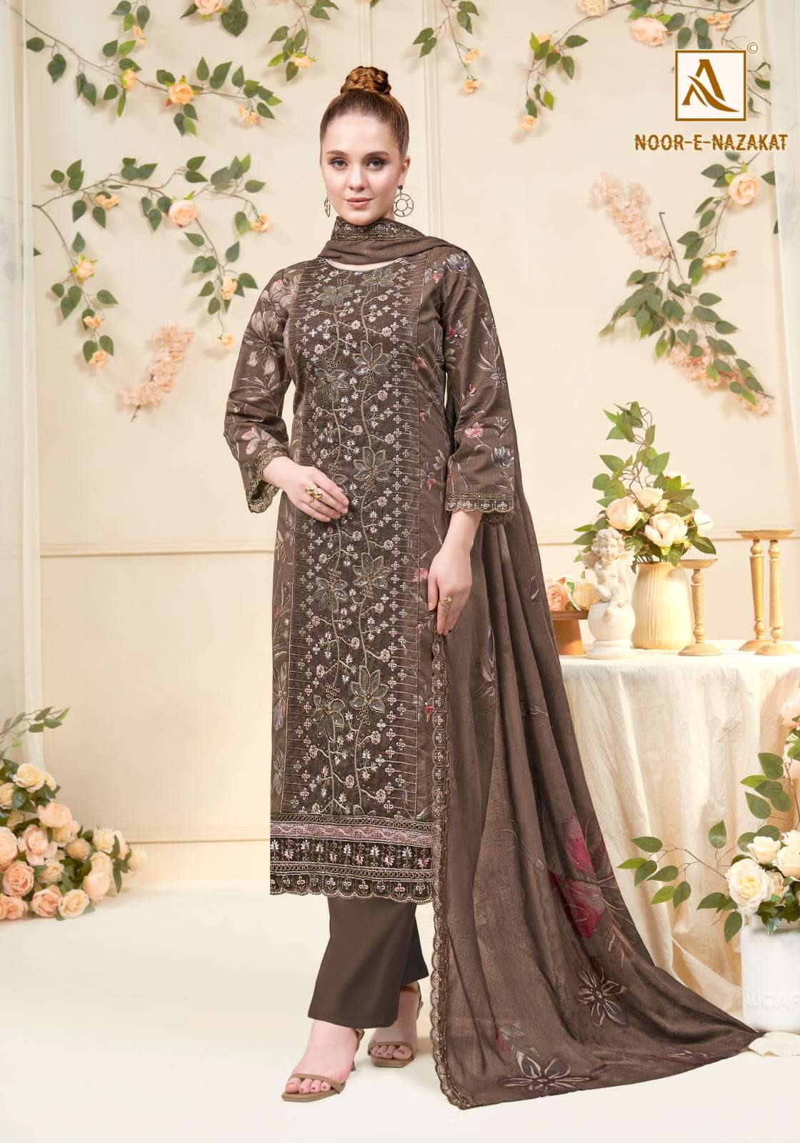 ALOK SUITS  NOOR E NAZAKAT COTTON PRINT WITH FANCY EMBROIDERIES WORK SUITS 