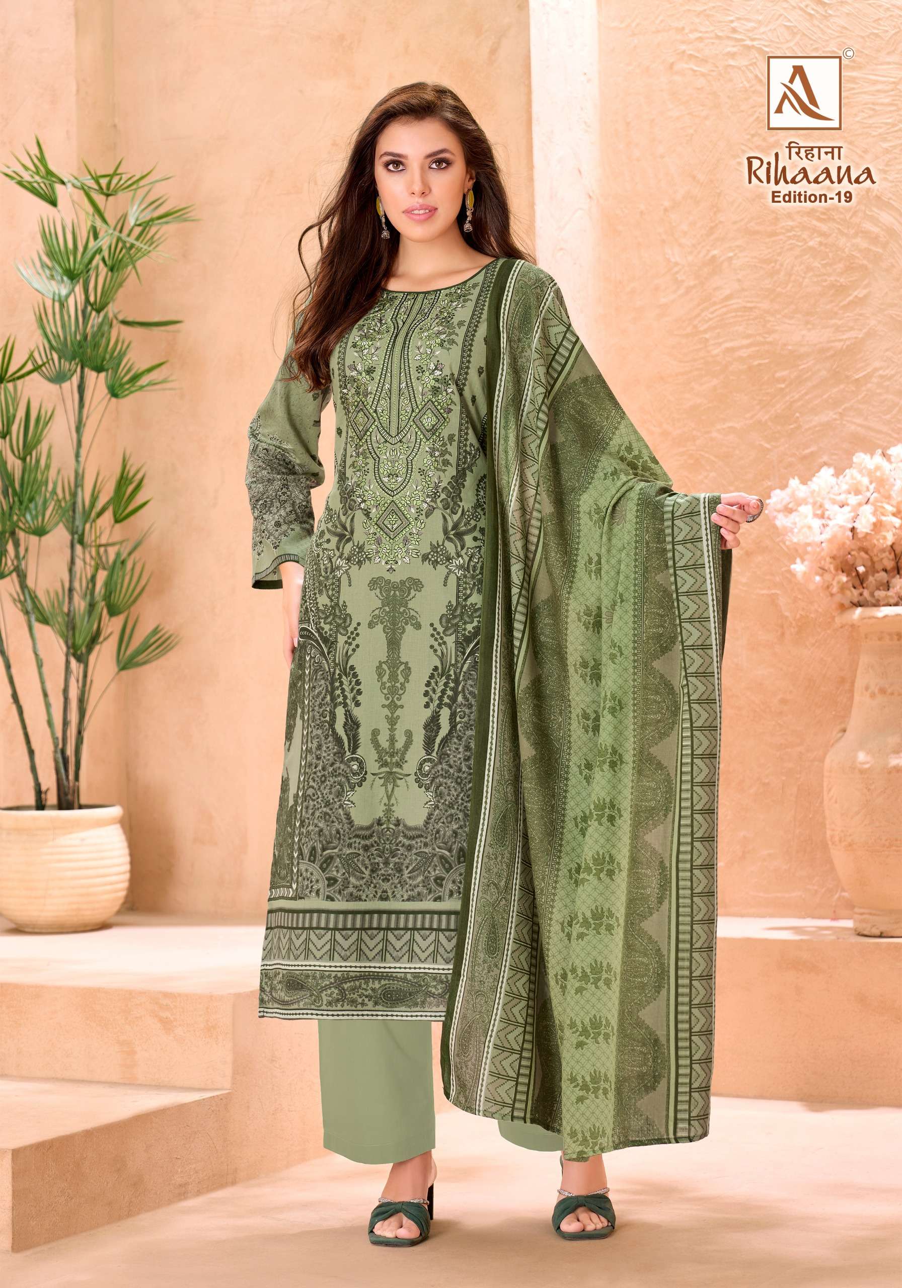 ALOK SUITS RIHAANA VOL 19 COTTON DIGITAL PRINT WITH FANCY WORK SUIT