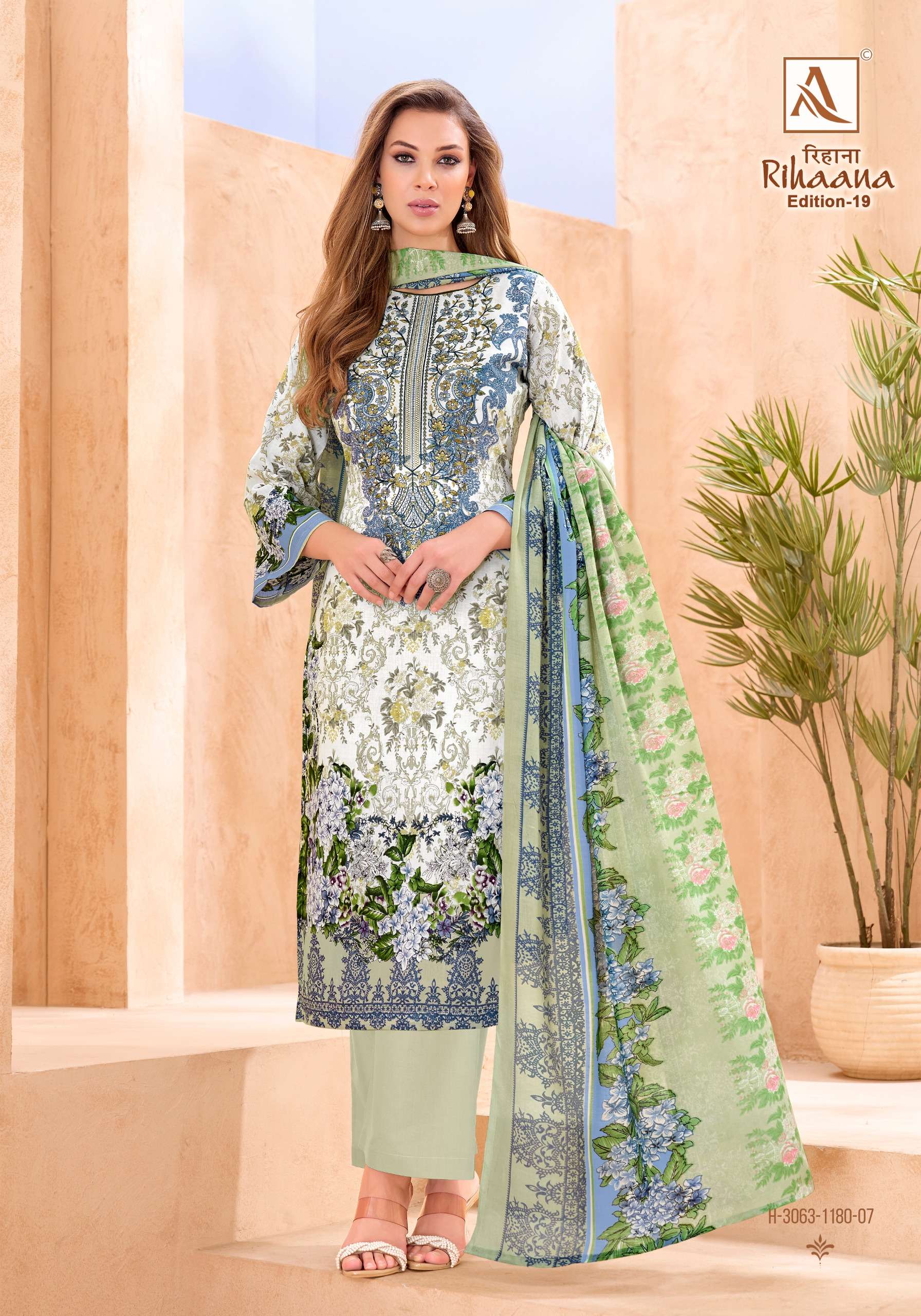 ALOK SUITS RIHAANA VOL 19 COTTON DIGITAL PRINT WITH FANCY WORK SUIT