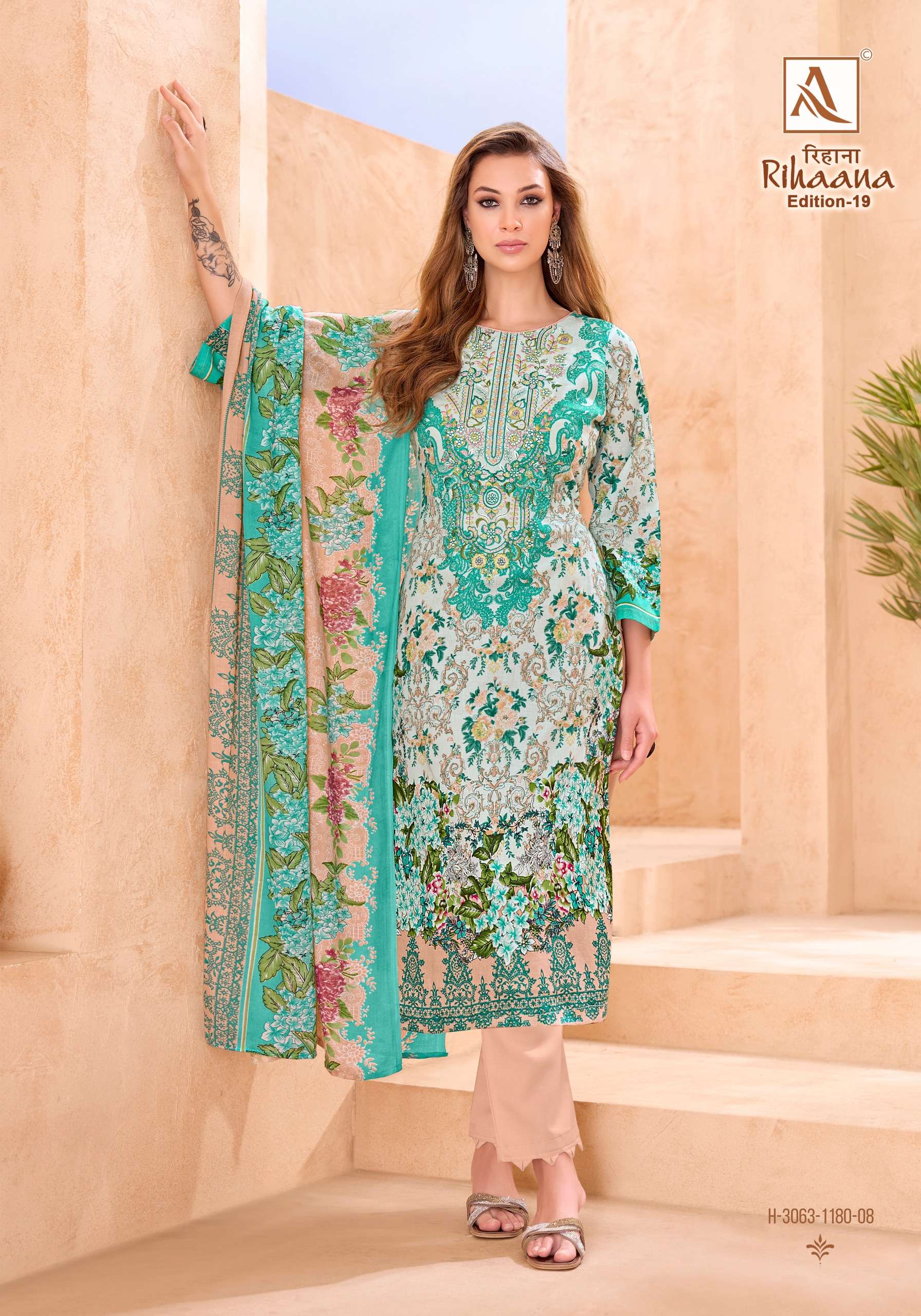 ALOK SUITS RIHAANA VOL 19 COTTON DIGITAL PRINT WITH FANCY WORK SUIT