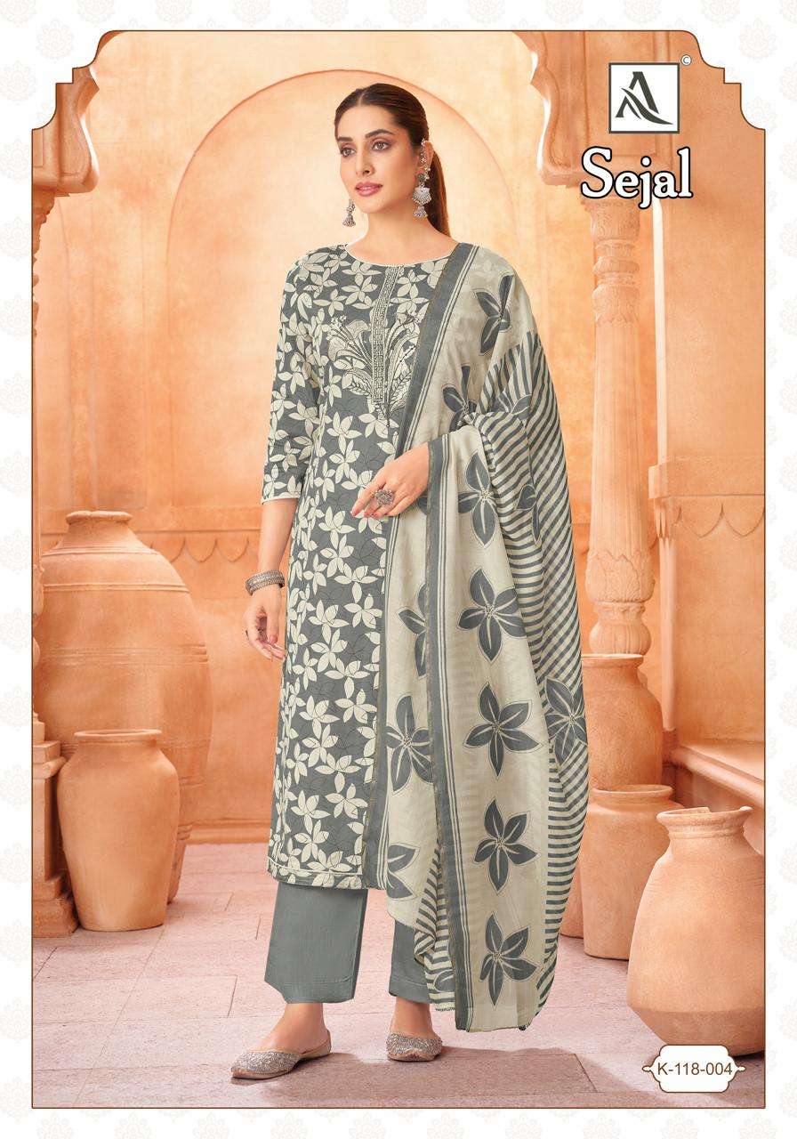 ALOK SUITS SEJAL JAM COTTON PRINT WITH FANCY WORK SUIT