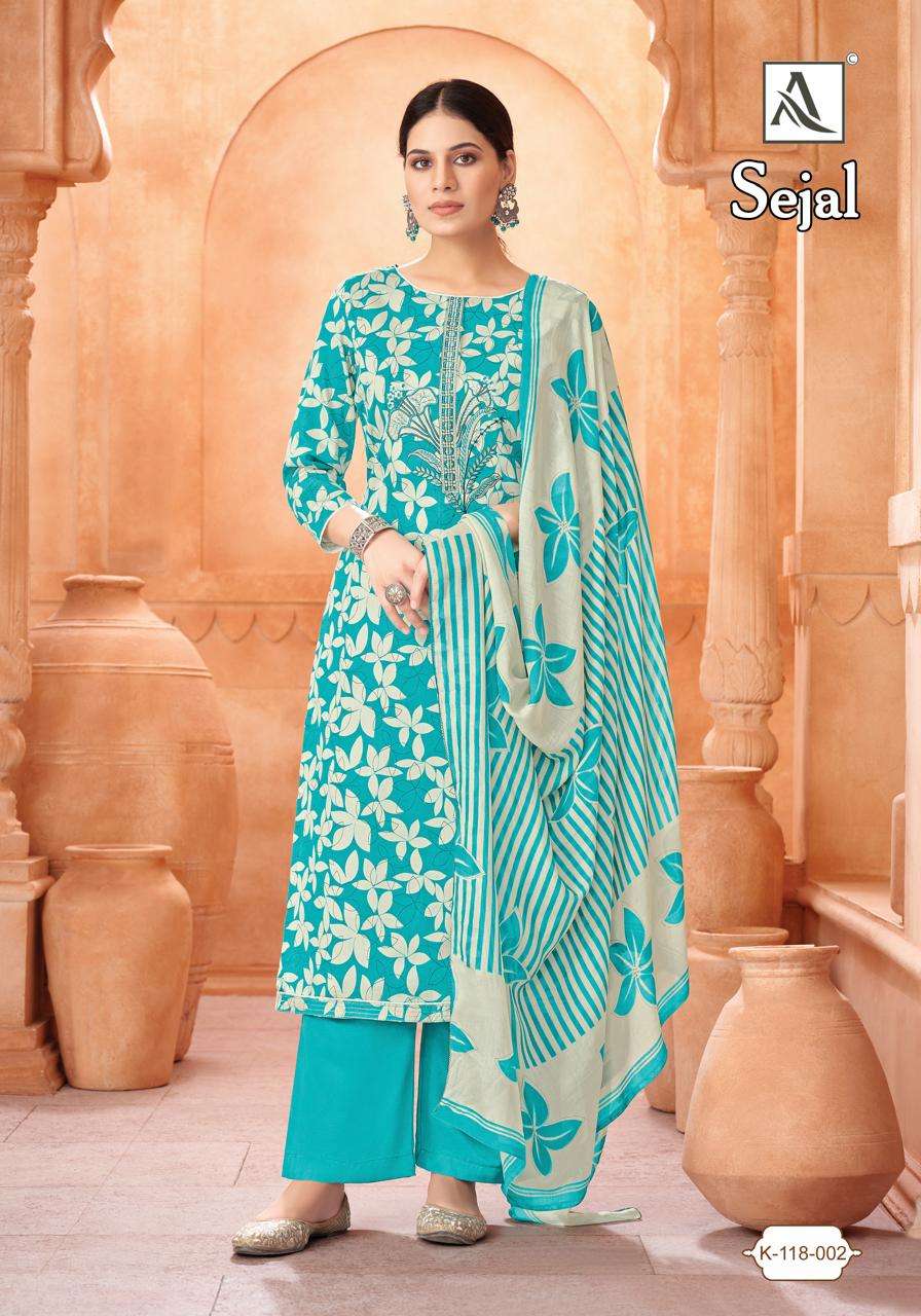 ALOK SUITS SEJAL JAM COTTON PRINT WITH FANCY WORK SUIT