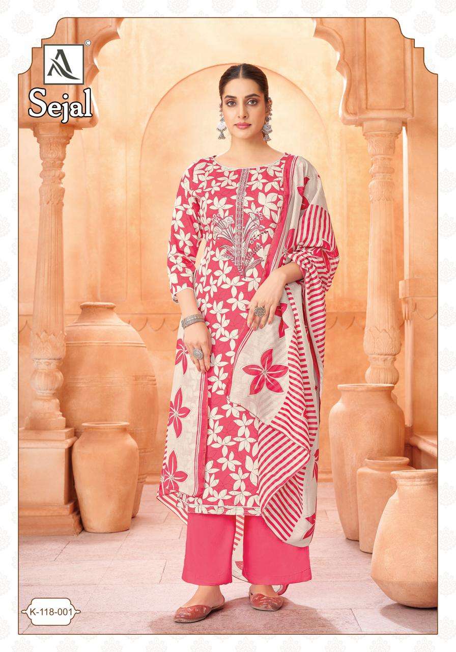 ALOK SUITS SEJAL JAM COTTON PRINT WITH FANCY WORK SUIT