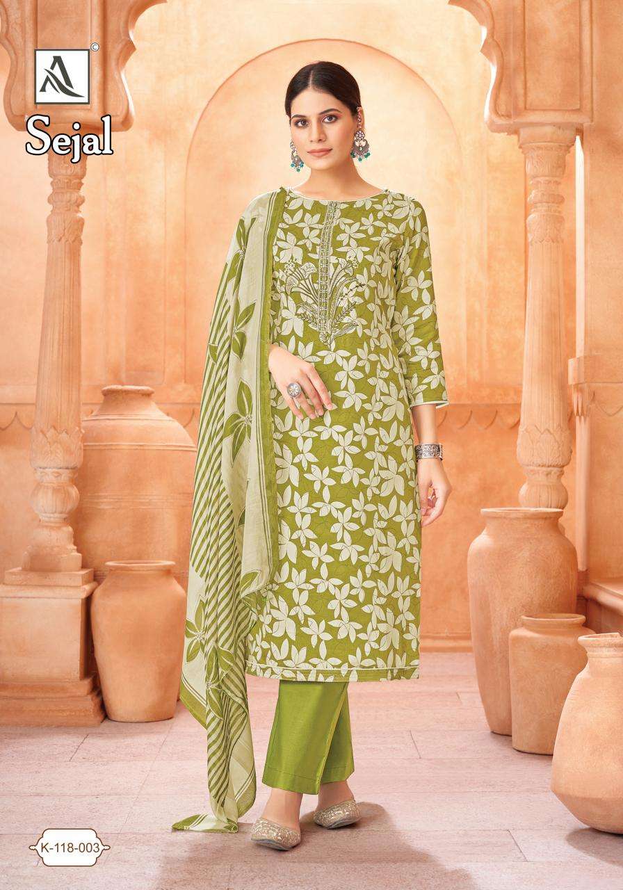 ALOK SUITS SEJAL JAM COTTON PRINT WITH FANCY WORK SUIT