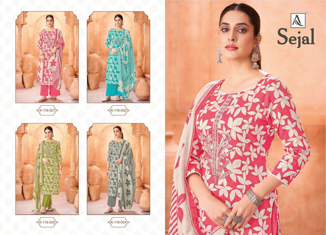 ALOK SUITS SEJAL JAM COTTON PRINT WITH FANCY WORK SUIT