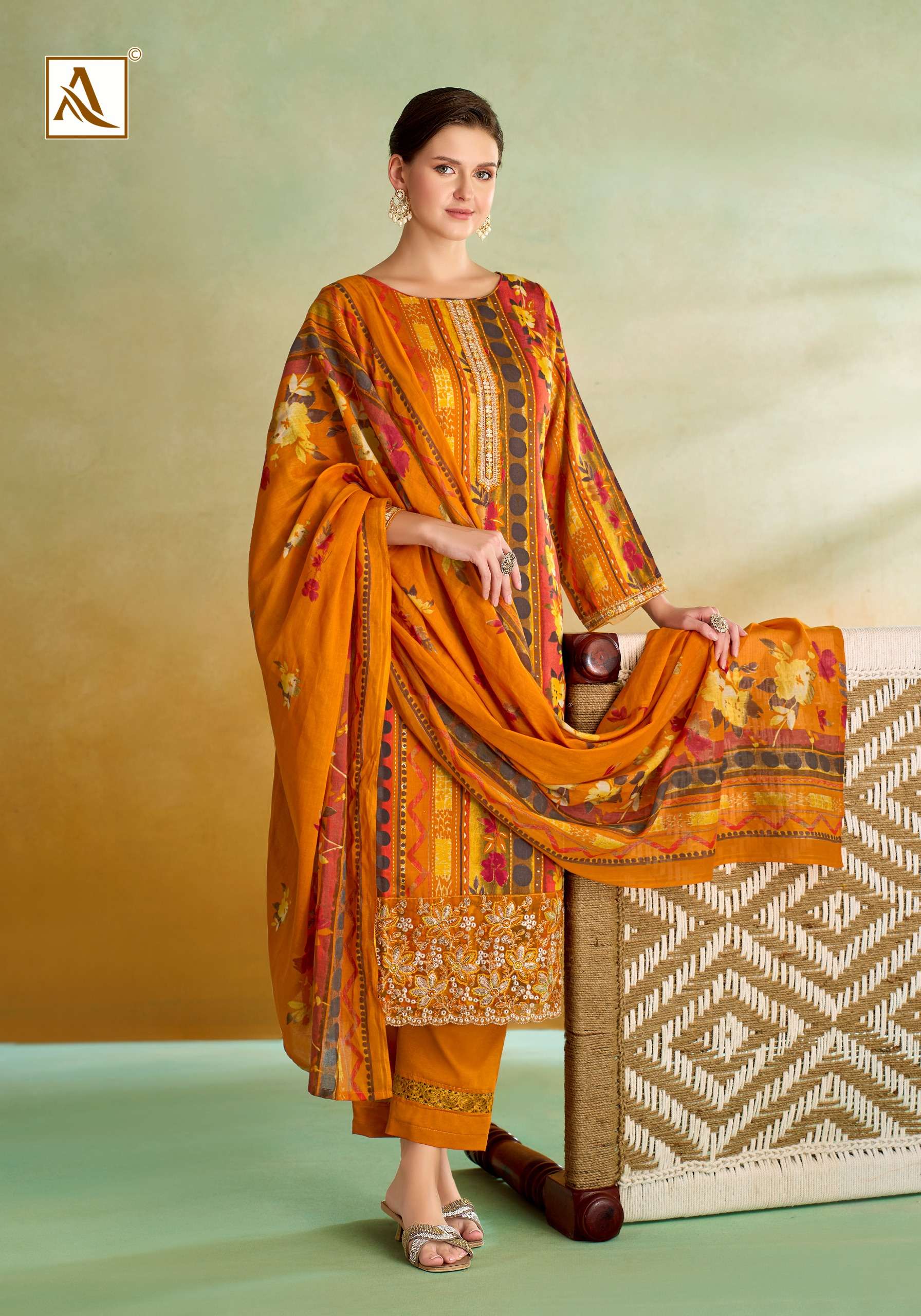 ALOK SUITS SITARA NIGHT JAM COTTON FOIL PRINT WITH FANCY EMBROIDERY WORK SUIT