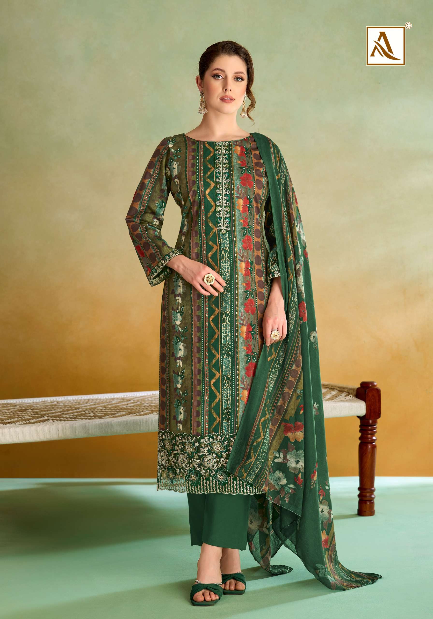 ALOK SUITS SITARA NIGHT JAM COTTON FOIL PRINT WITH FANCY EMBROIDERY WORK SUIT