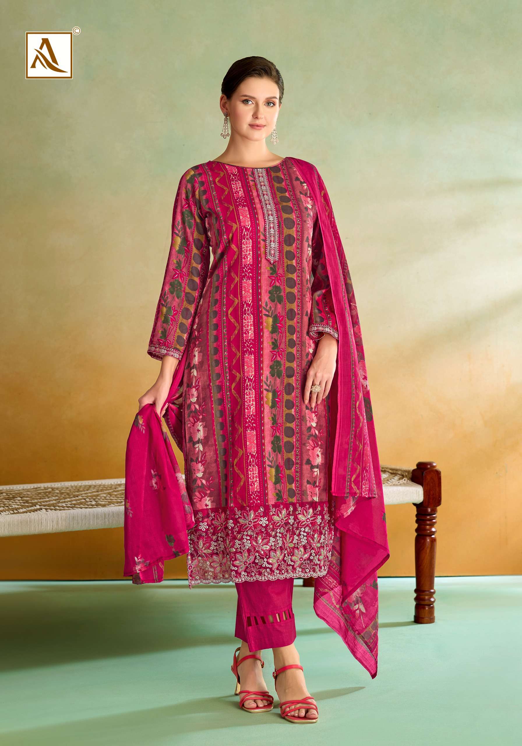 ALOK SUITS SITARA NIGHT JAM COTTON FOIL PRINT WITH FANCY EMBROIDERY WORK SUIT
