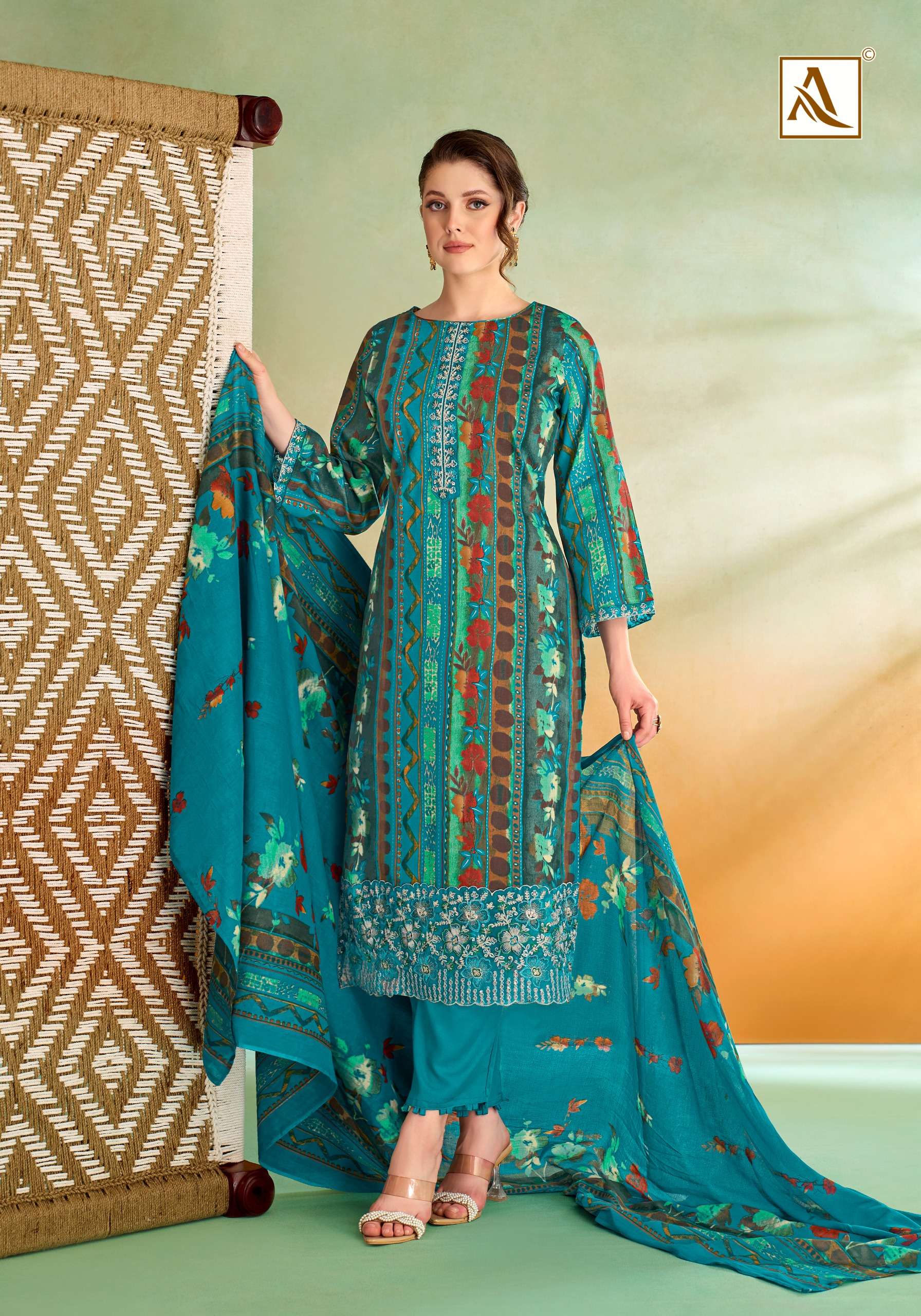 ALOK SUITS SITARA NIGHT JAM COTTON FOIL PRINT WITH FANCY EMBROIDERY WORK SUIT