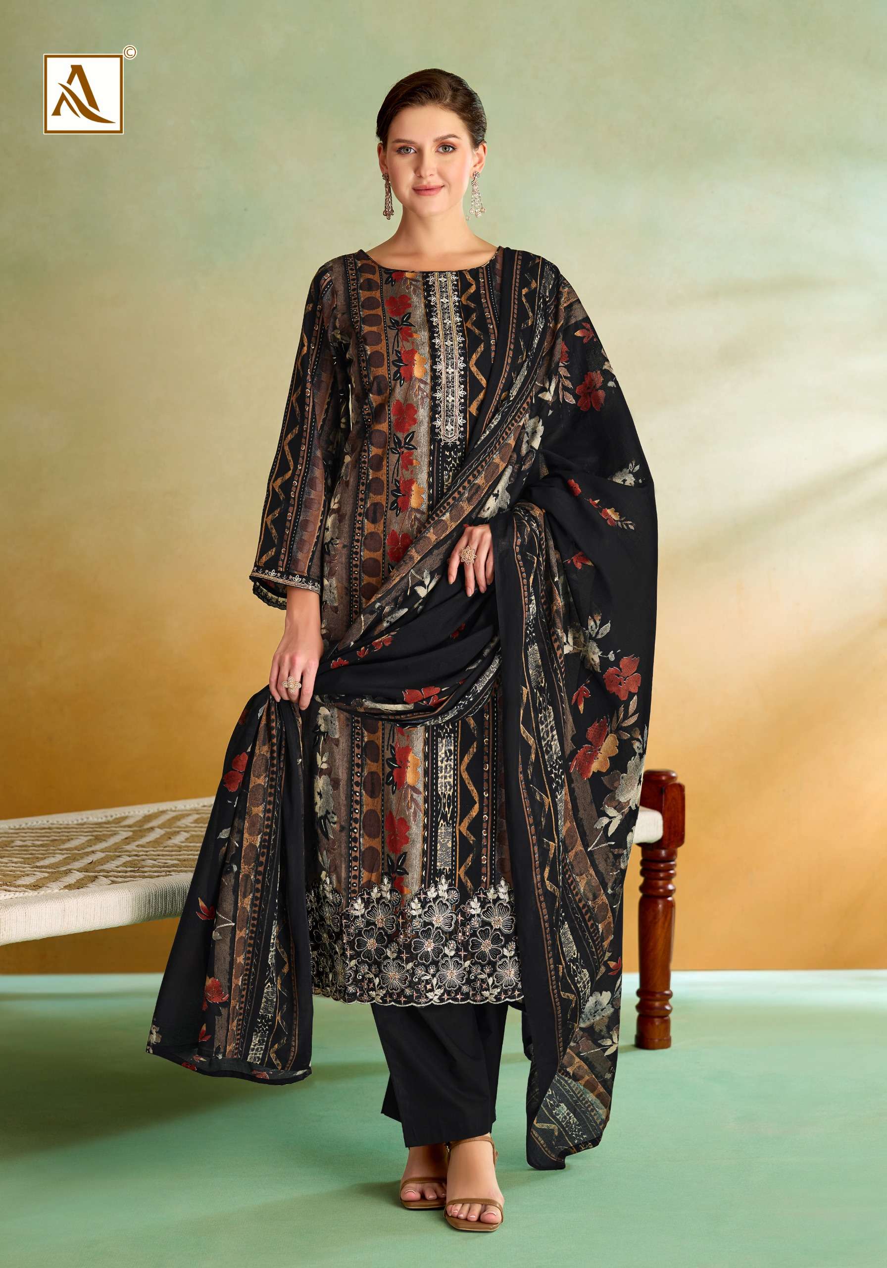 ALOK SUITS SITARA NIGHT JAM COTTON FOIL PRINT WITH FANCY EMBROIDERY WORK SUIT
