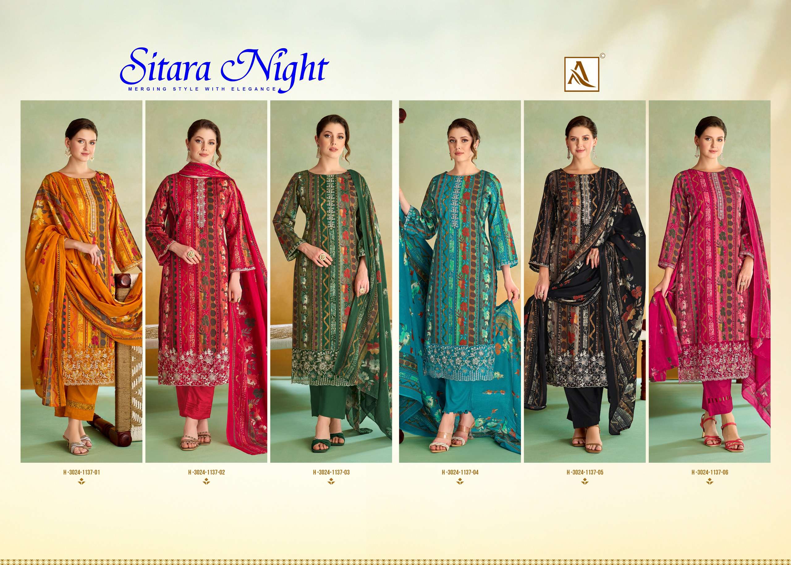 ALOK SUITS SITARA NIGHT JAM COTTON FOIL PRINT WITH FANCY EMBROIDERY WORK SUIT