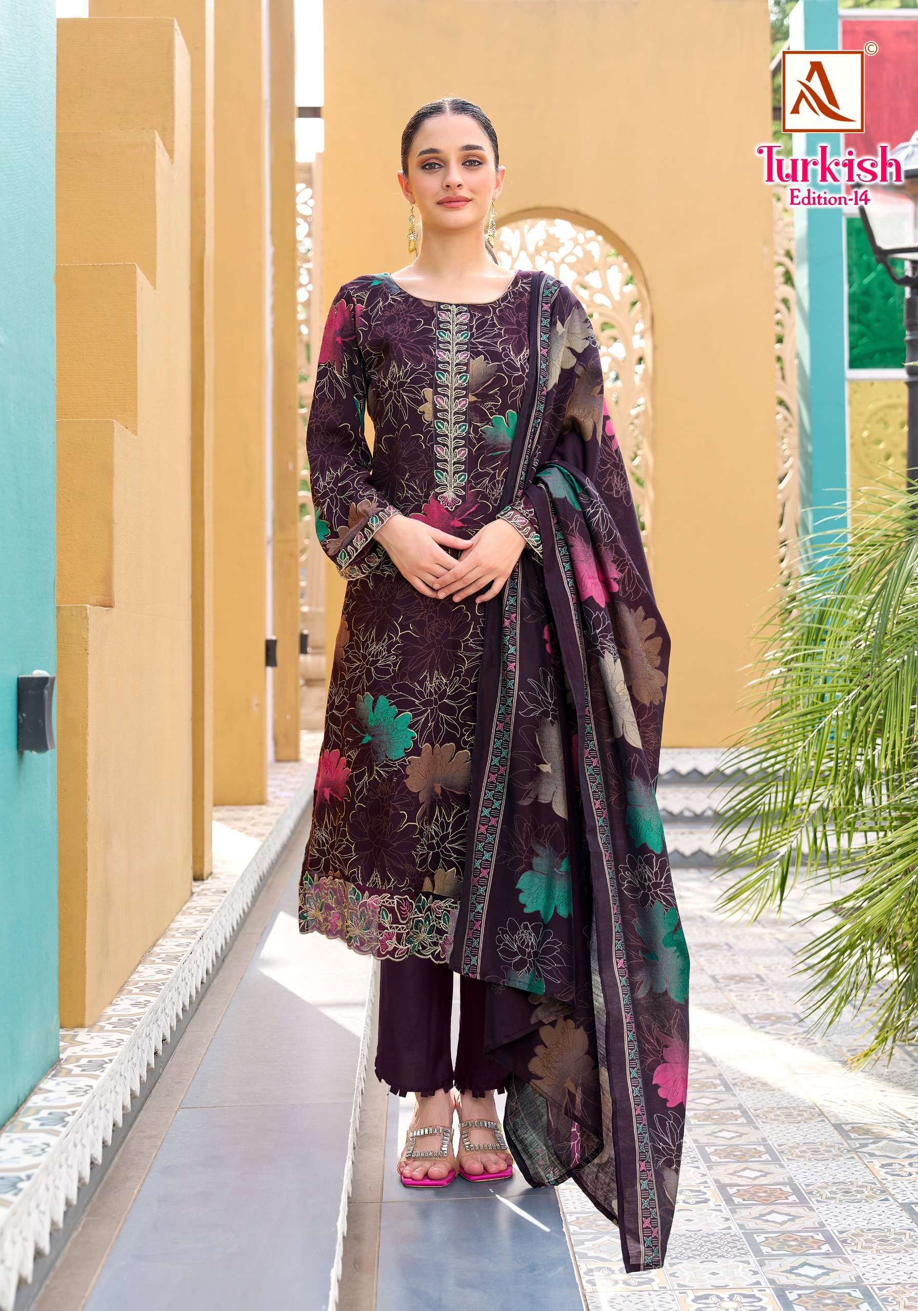 ALOK SUITS TURKISH EDITION 14 VISCOSE RAYON PRINT WITH FANCY WORK SUIT