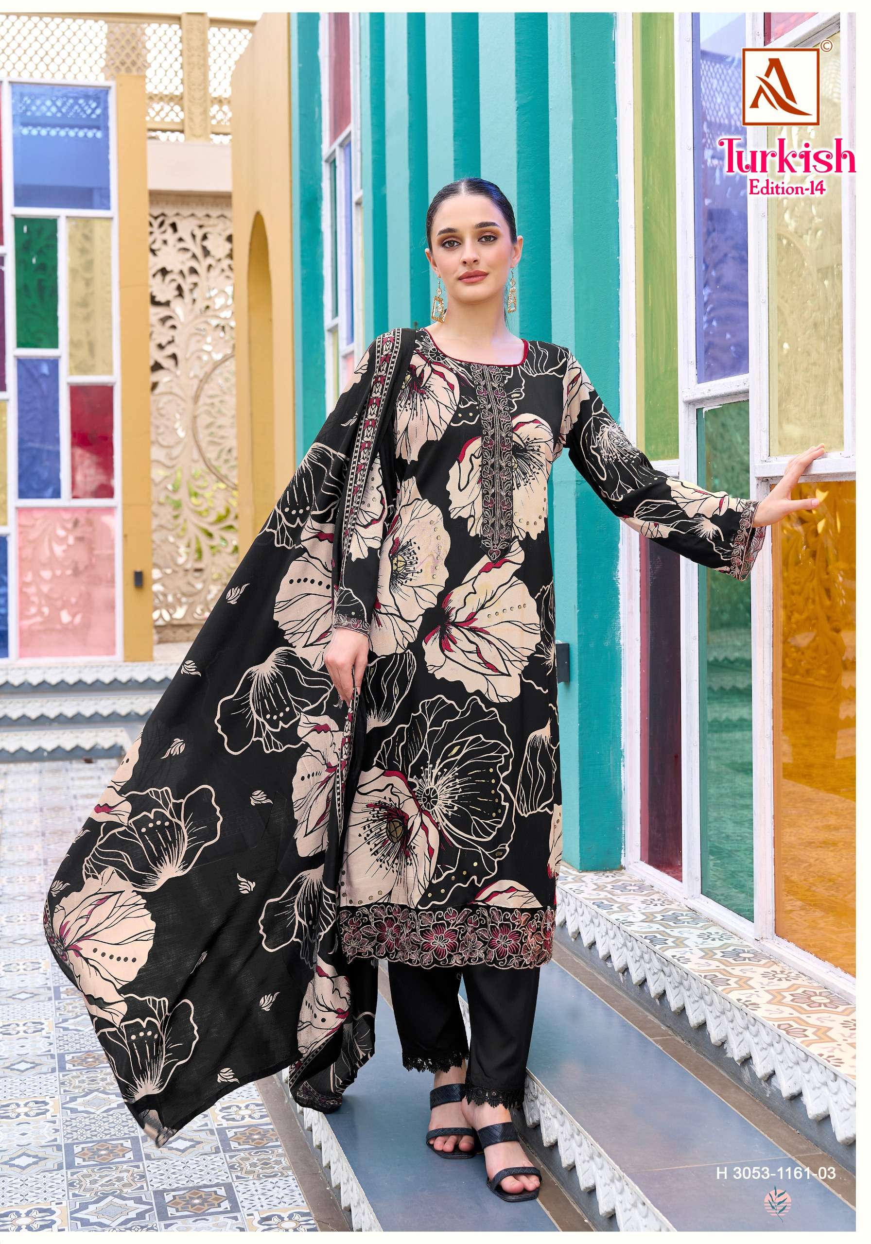 ALOK SUITS TURKISH EDITION 14 VISCOSE RAYON PRINT WITH FANCY WORK SUIT