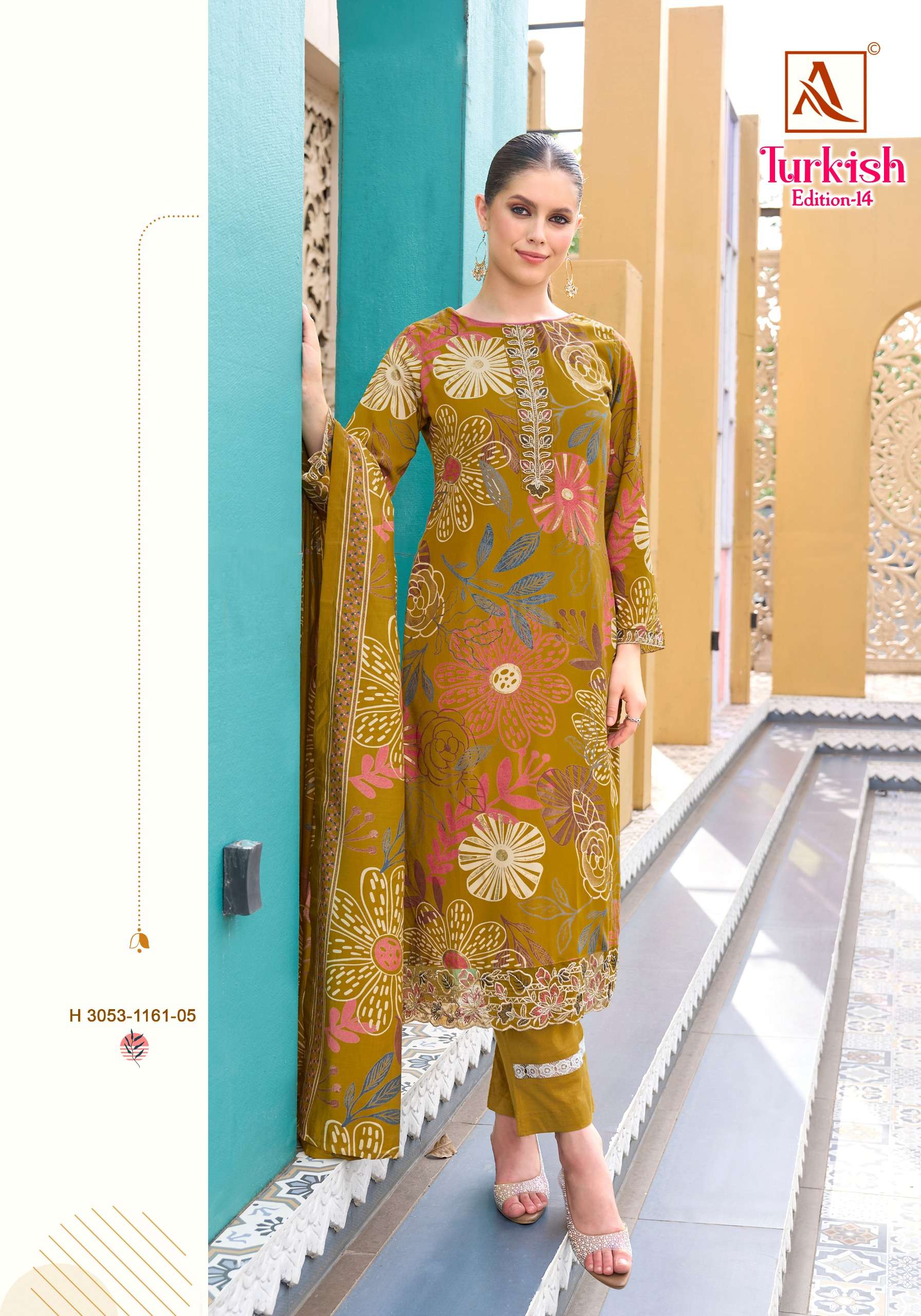 ALOK SUITS TURKISH EDITION 14 VISCOSE RAYON PRINT WITH FANCY WORK SUIT
