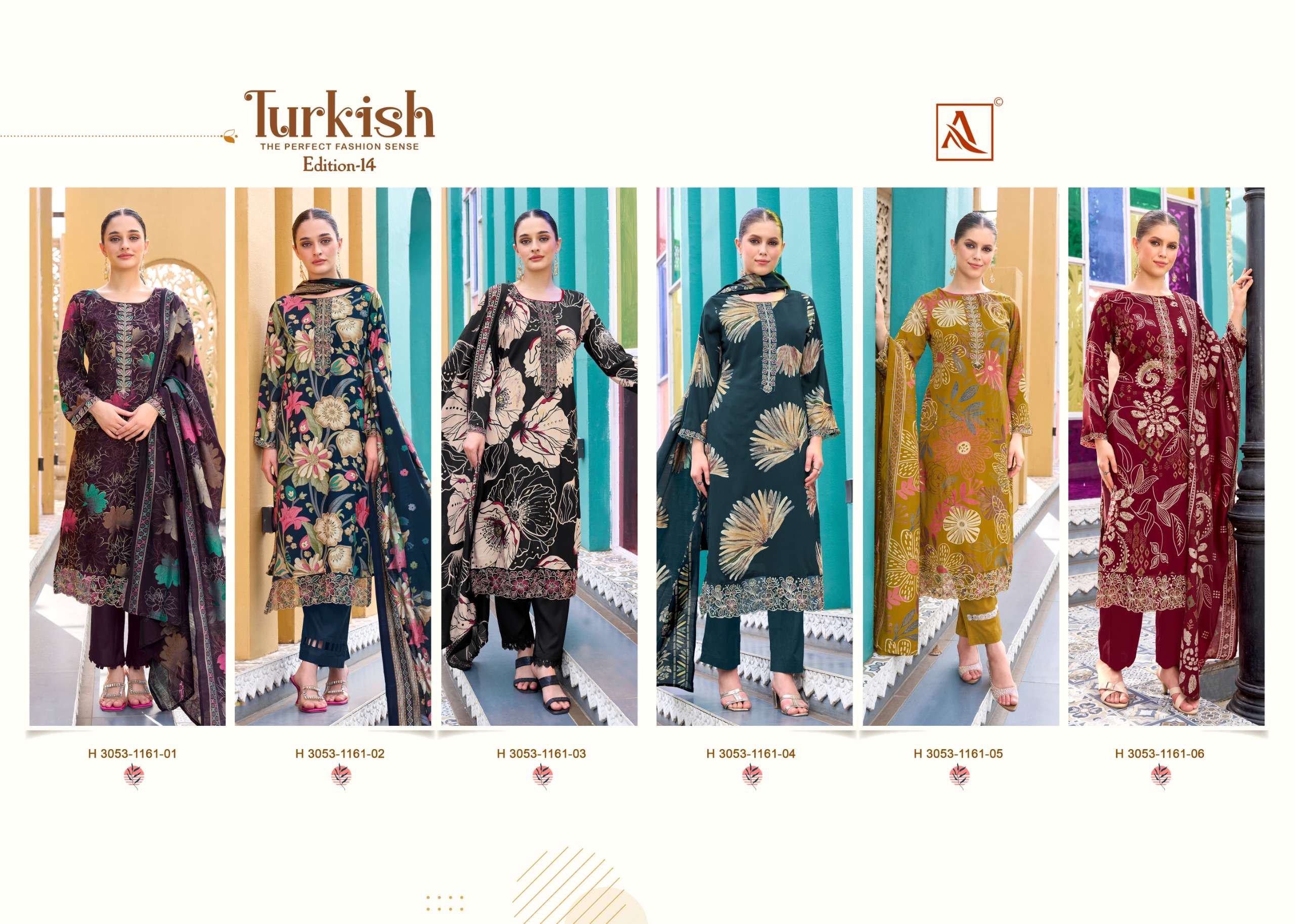 ALOK SUITS TURKISH EDITION 14 VISCOSE RAYON PRINT WITH FANCY WORK SUIT