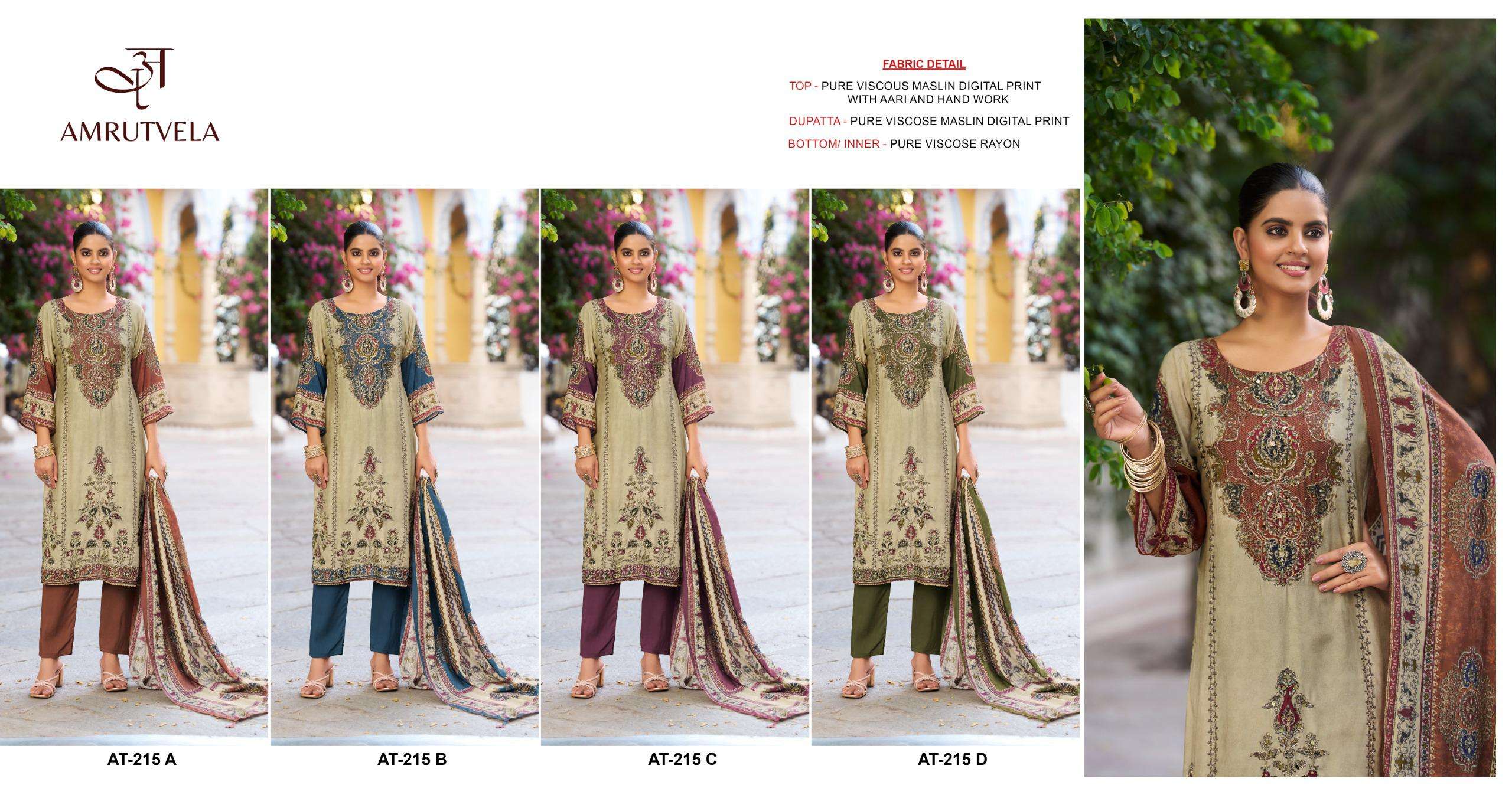 AMRUTVELA AT 215 VISCOSE MUSLIN DIGITAL PRINT WITH DESIGNER WORK SUIT